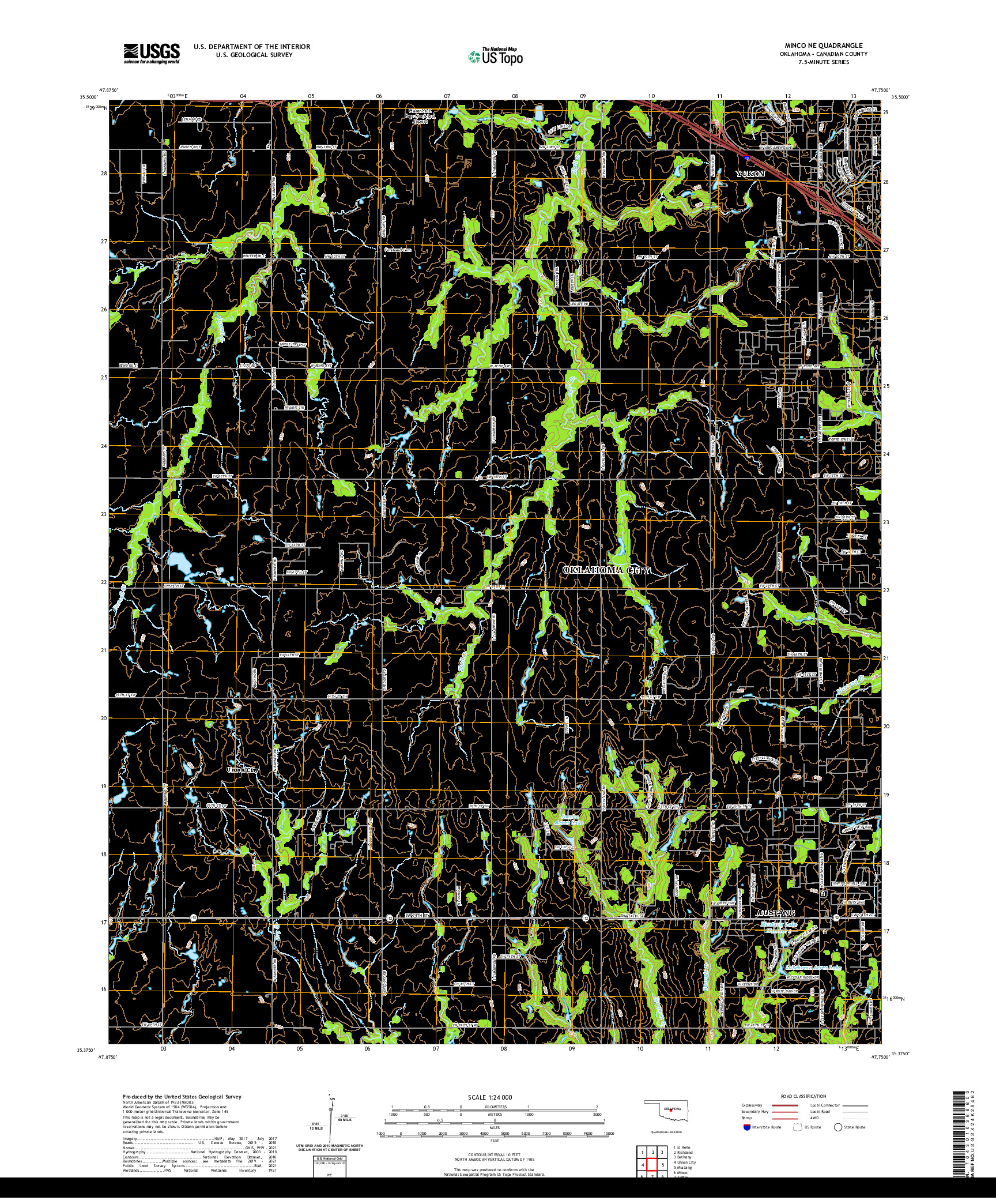 US TOPO 7.5-MINUTE MAP FOR MINCO NE, OK