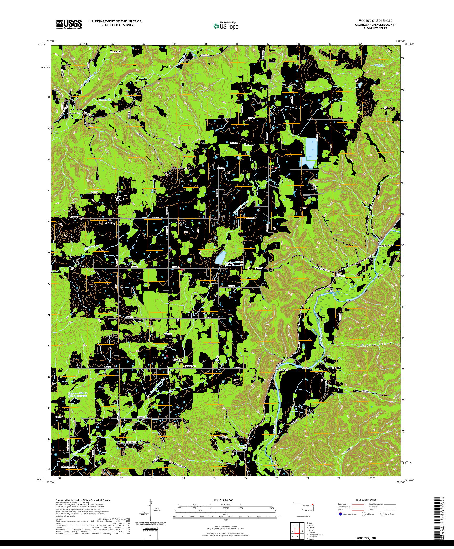 US TOPO 7.5-MINUTE MAP FOR MOODYS, OK