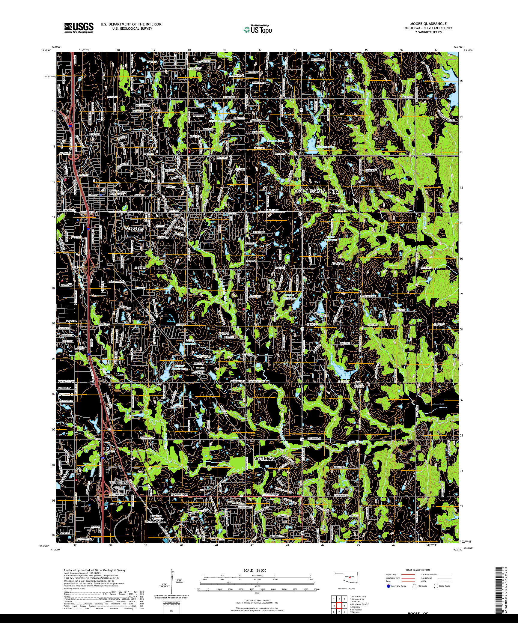 US TOPO 7.5-MINUTE MAP FOR MOORE, OK