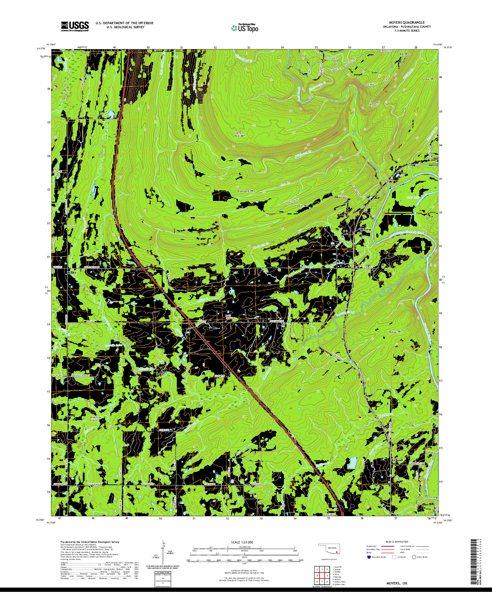 US TOPO 7.5-MINUTE MAP FOR MOYERS, OK