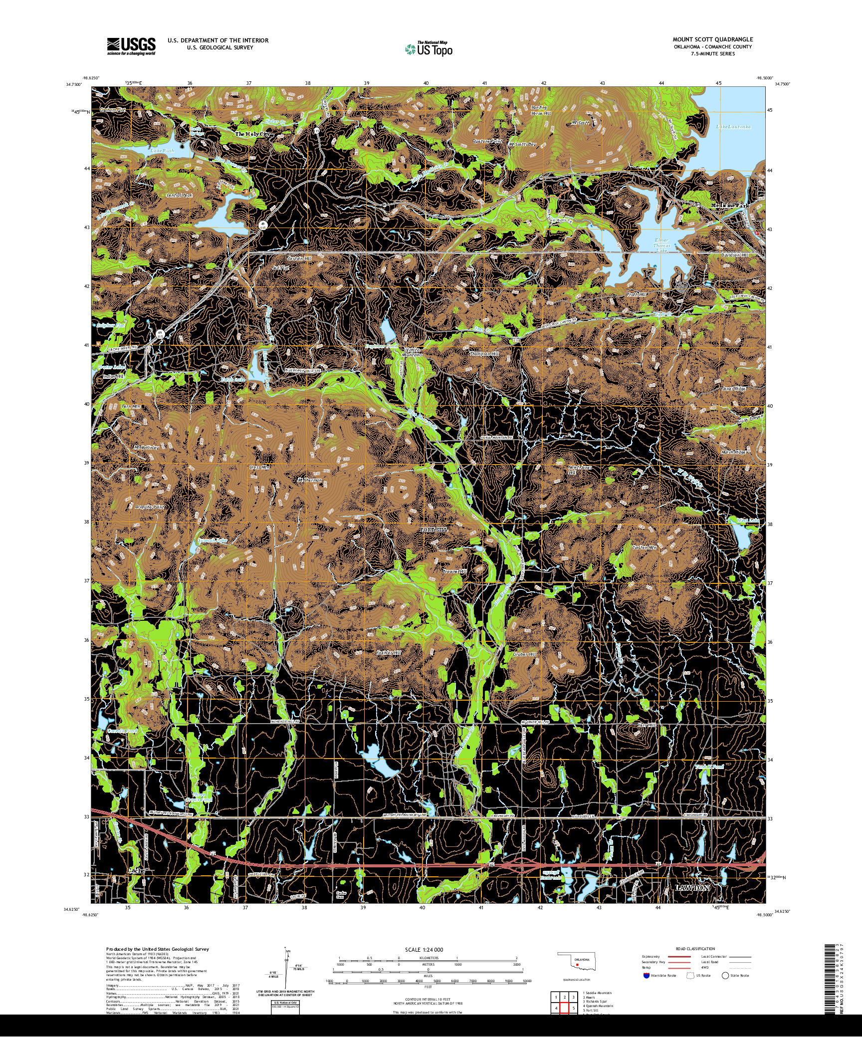 US TOPO 7.5-MINUTE MAP FOR MOUNT SCOTT, OK