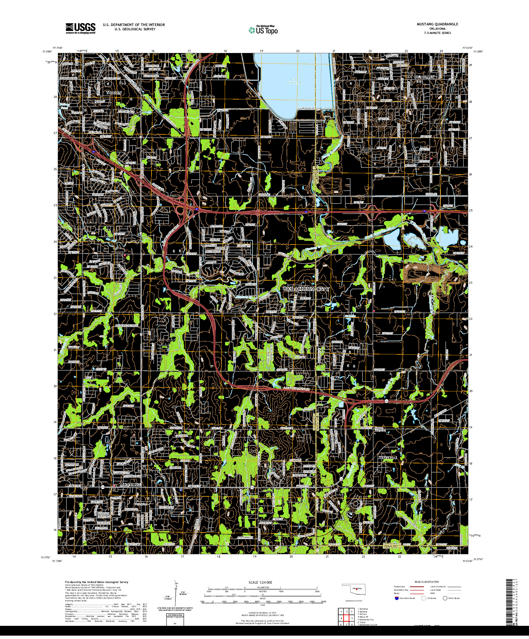 US TOPO 7.5-MINUTE MAP FOR MUSTANG, OK