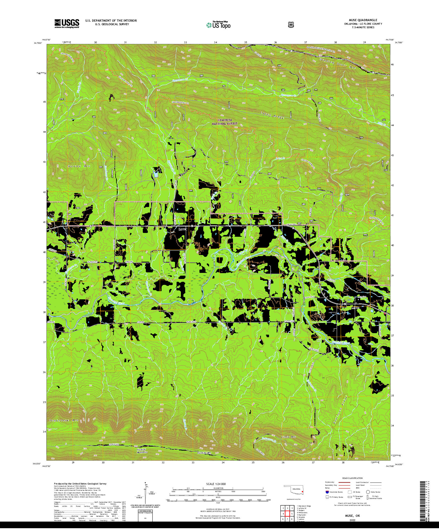 US TOPO 7.5-MINUTE MAP FOR MUSE, OK