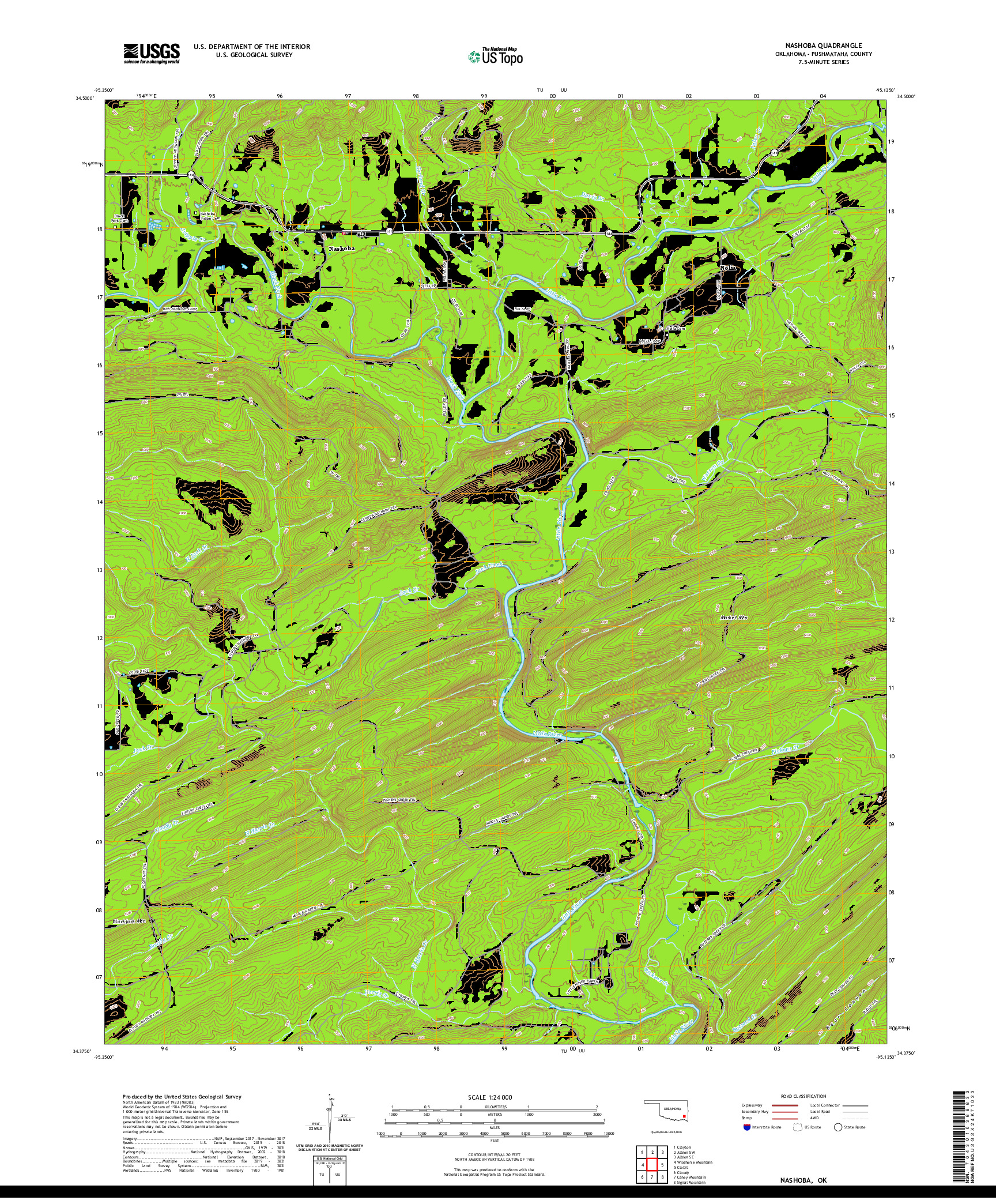 US TOPO 7.5-MINUTE MAP FOR NASHOBA, OK