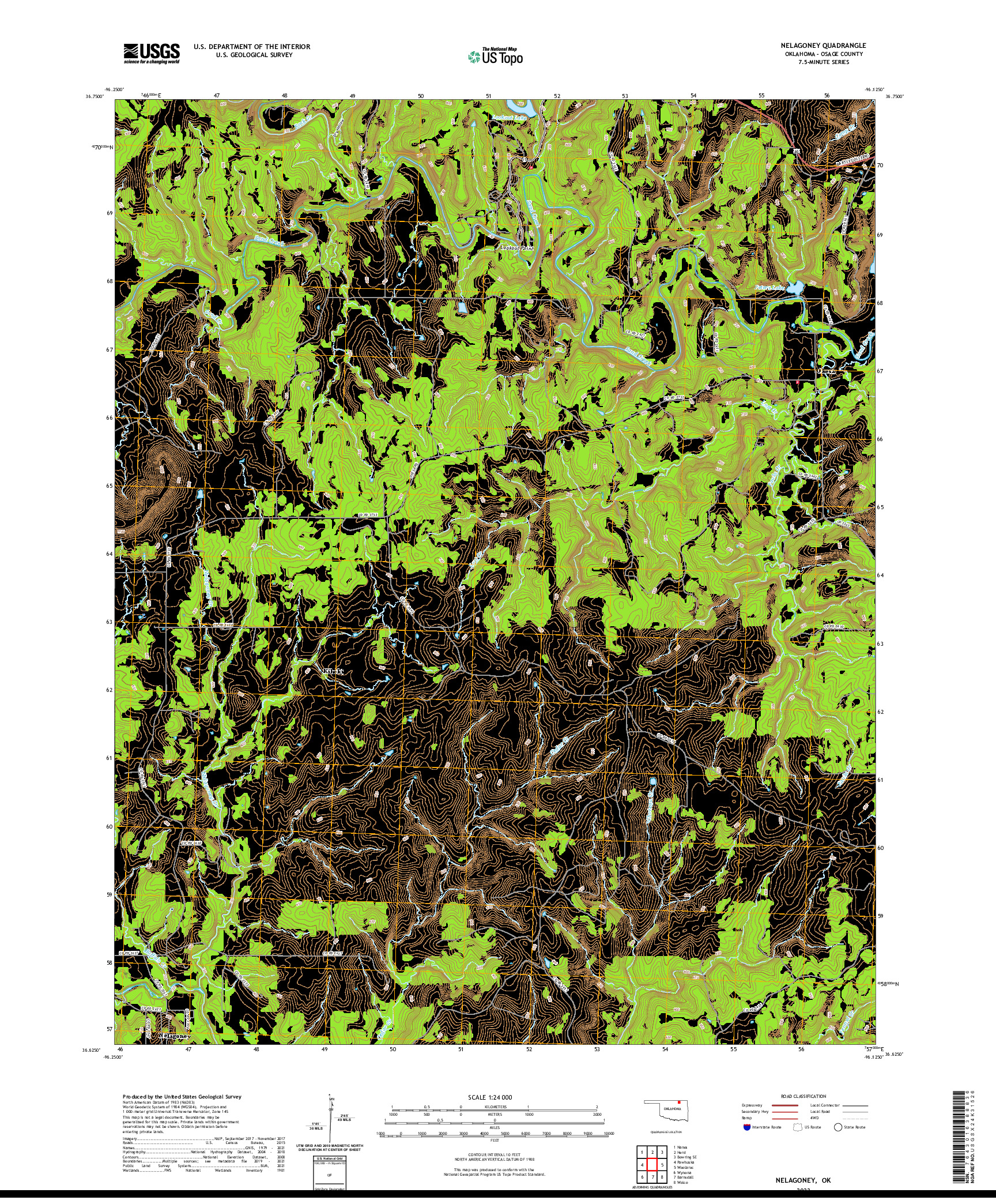 US TOPO 7.5-MINUTE MAP FOR NELAGONEY, OK