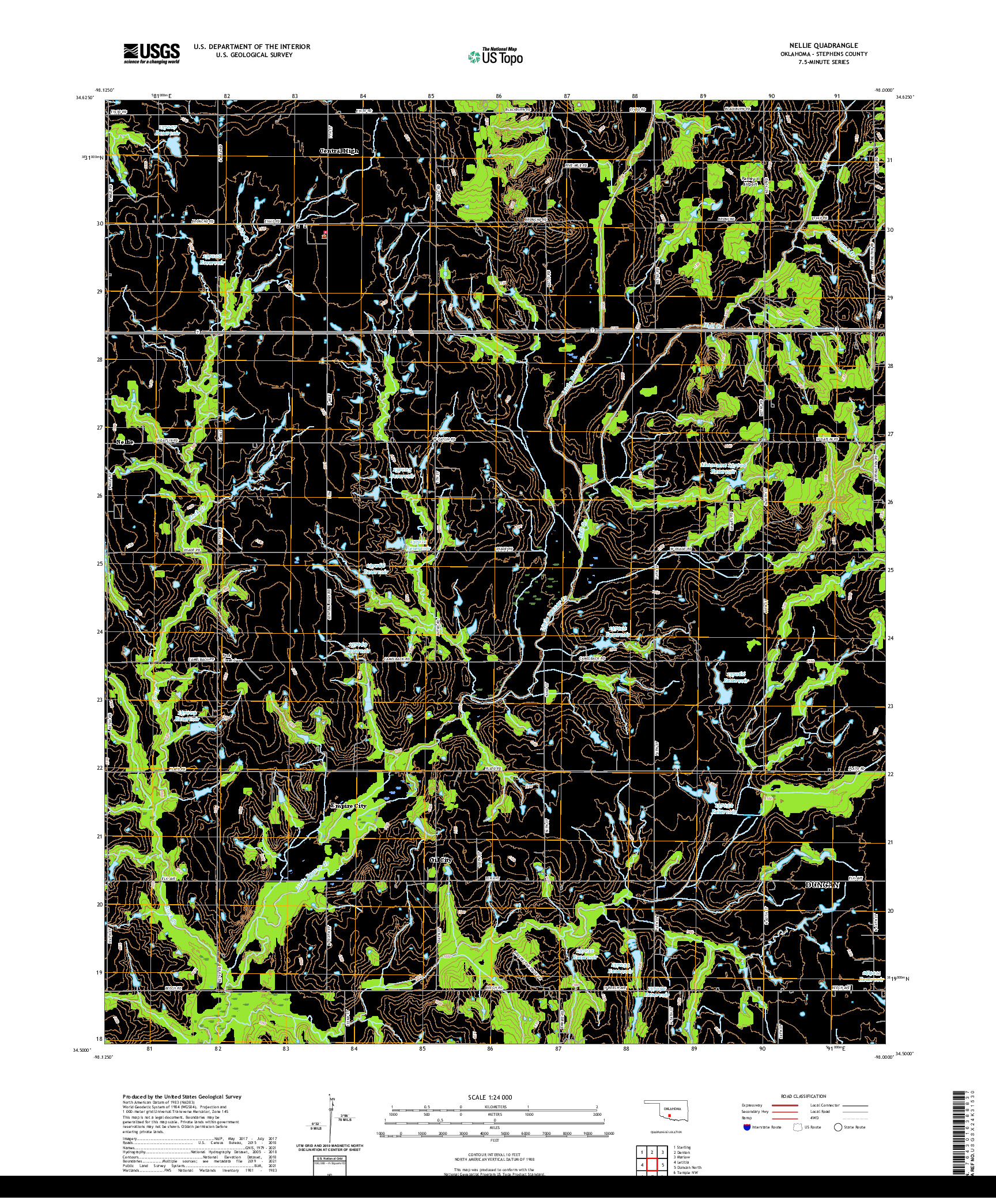 US TOPO 7.5-MINUTE MAP FOR NELLIE, OK