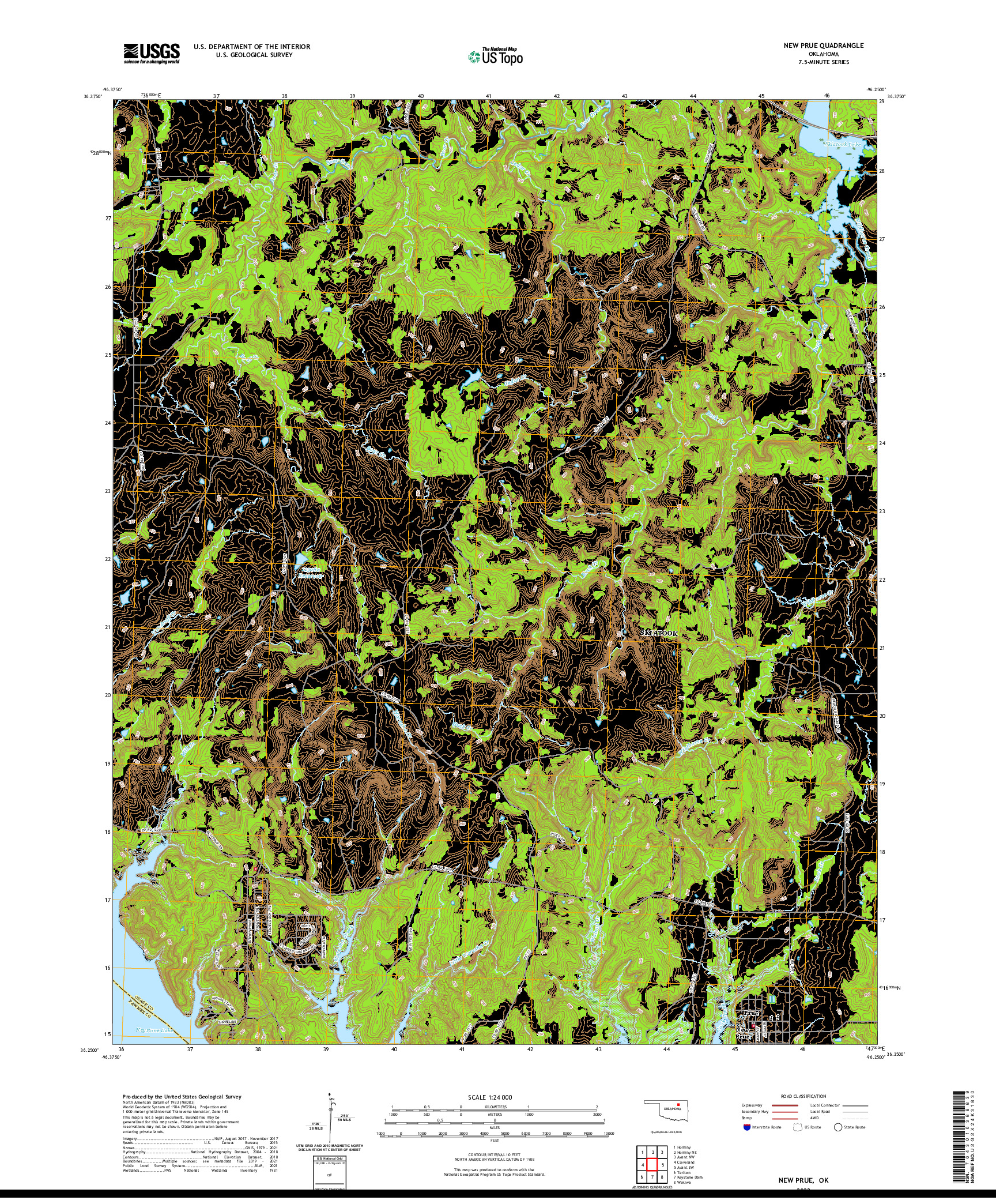 US TOPO 7.5-MINUTE MAP FOR NEW PRUE, OK