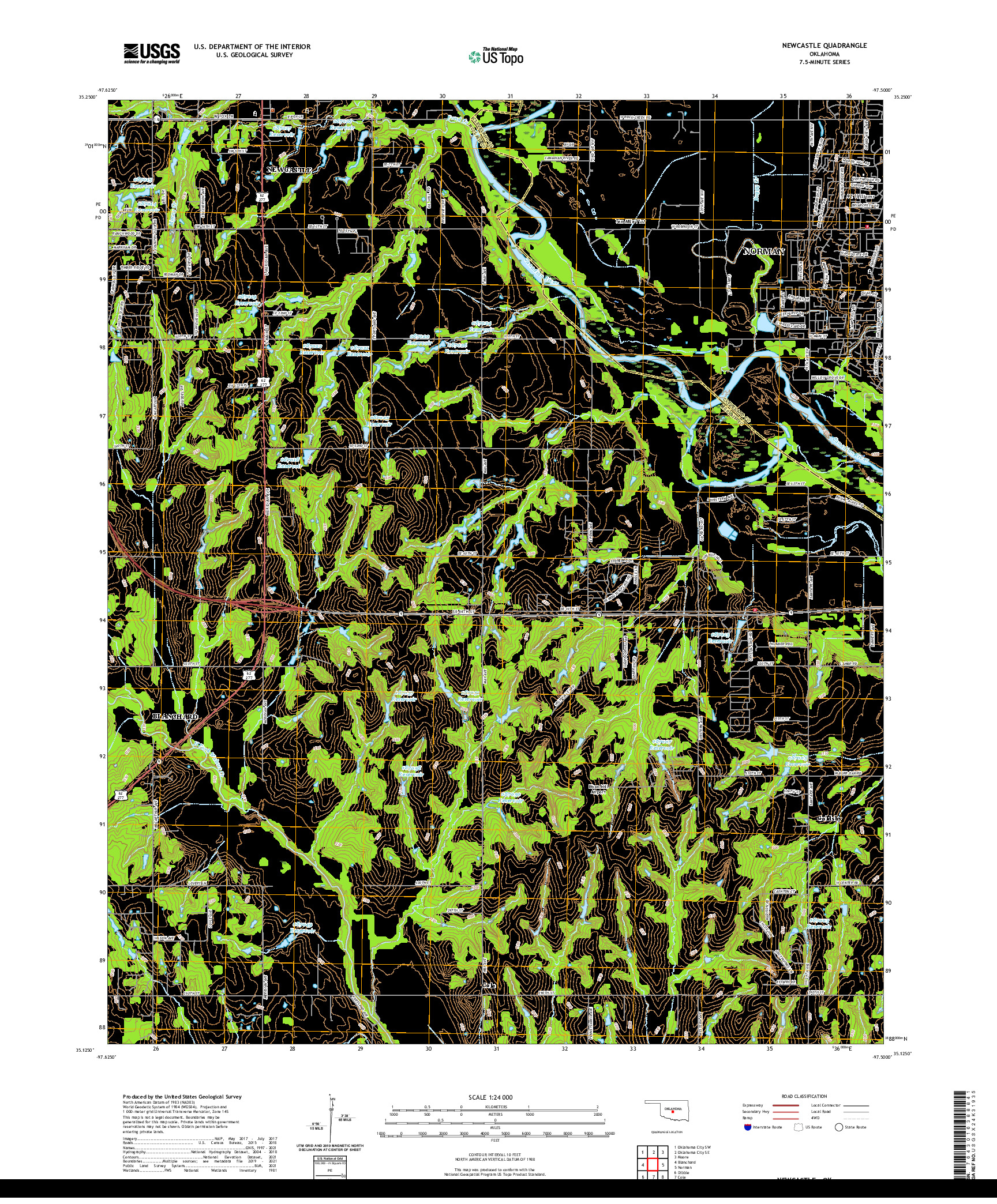 US TOPO 7.5-MINUTE MAP FOR NEWCASTLE, OK