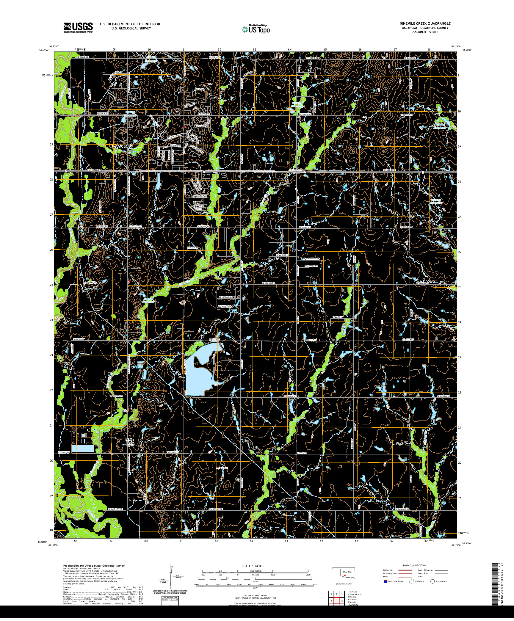 US TOPO 7.5-MINUTE MAP FOR NINEMILE CREEK, OK