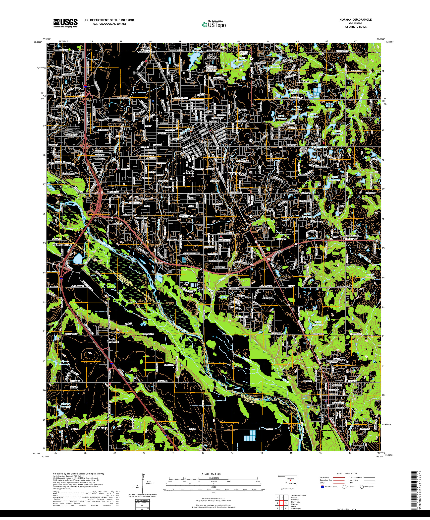 US TOPO 7.5-MINUTE MAP FOR NORMAN, OK