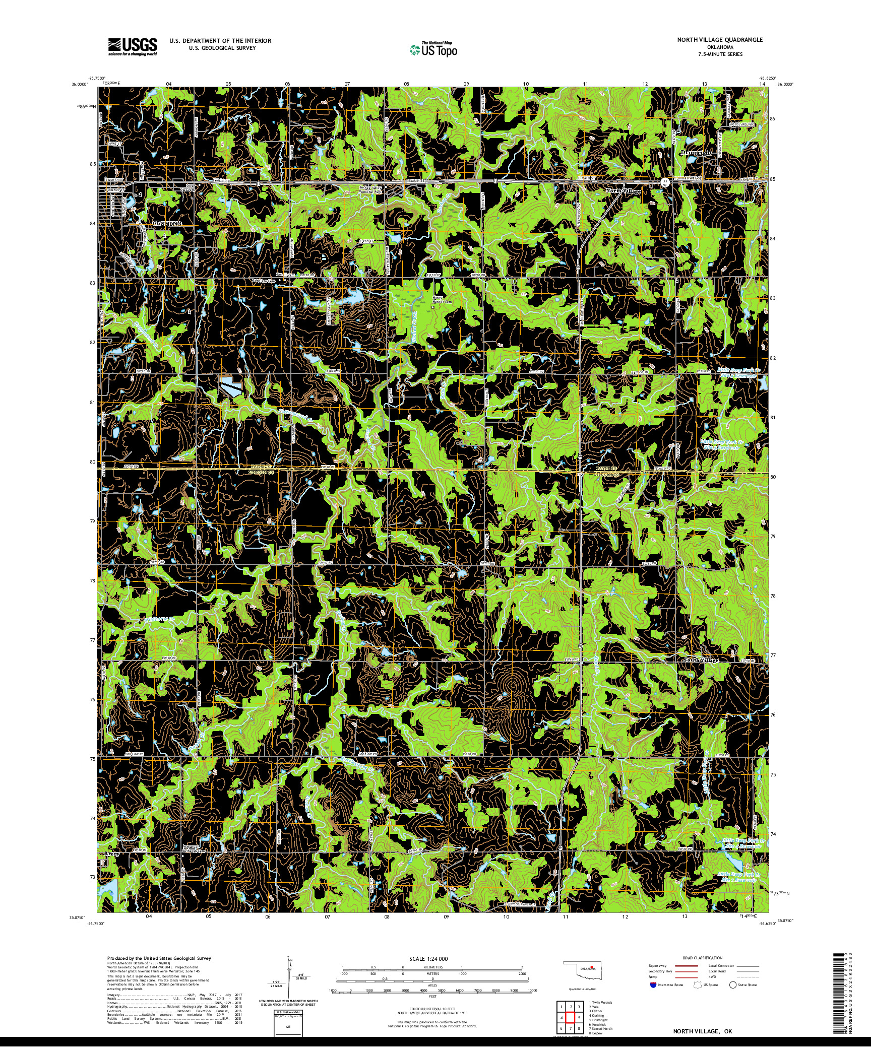 US TOPO 7.5-MINUTE MAP FOR NORTH VILLAGE, OK