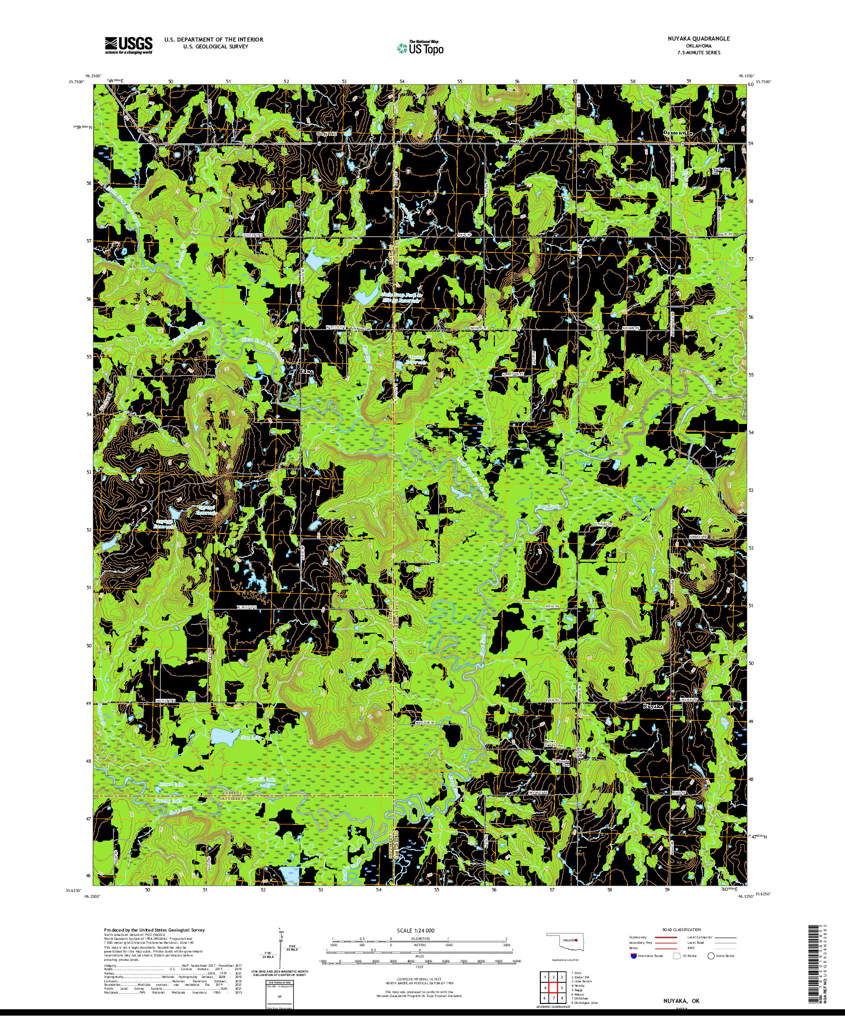 US TOPO 7.5-MINUTE MAP FOR NUYAKA, OK