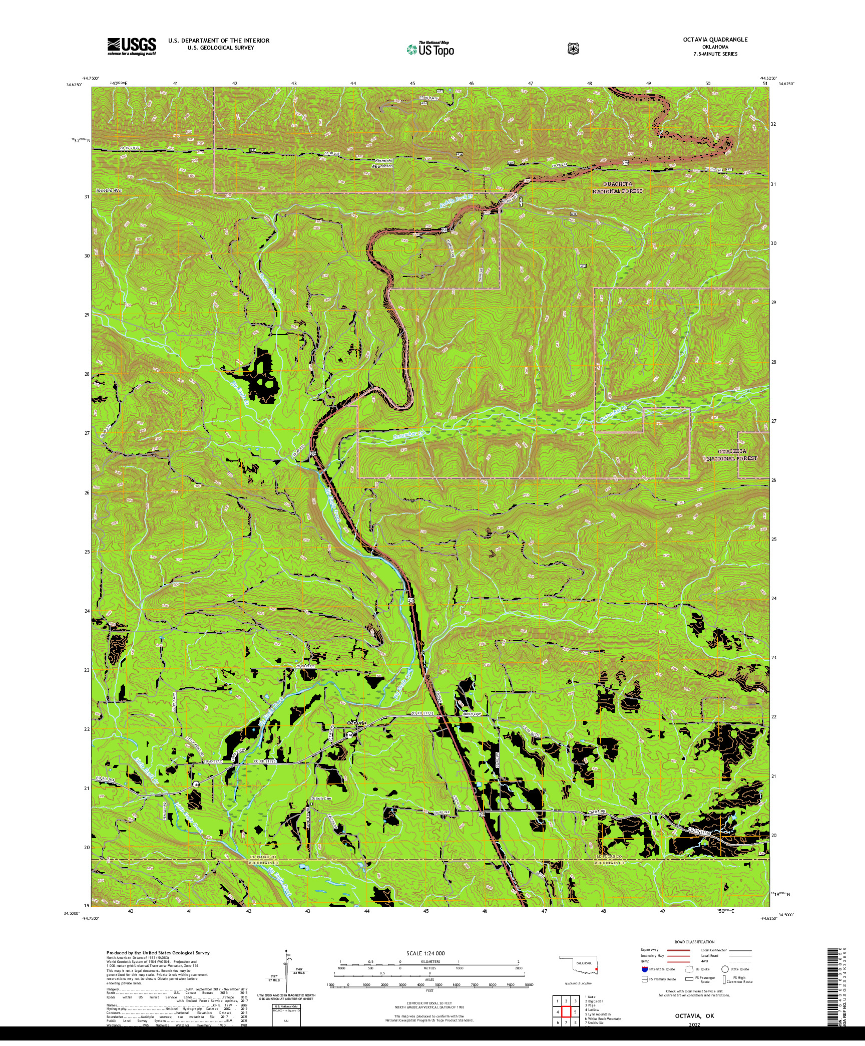 US TOPO 7.5-MINUTE MAP FOR OCTAVIA, OK