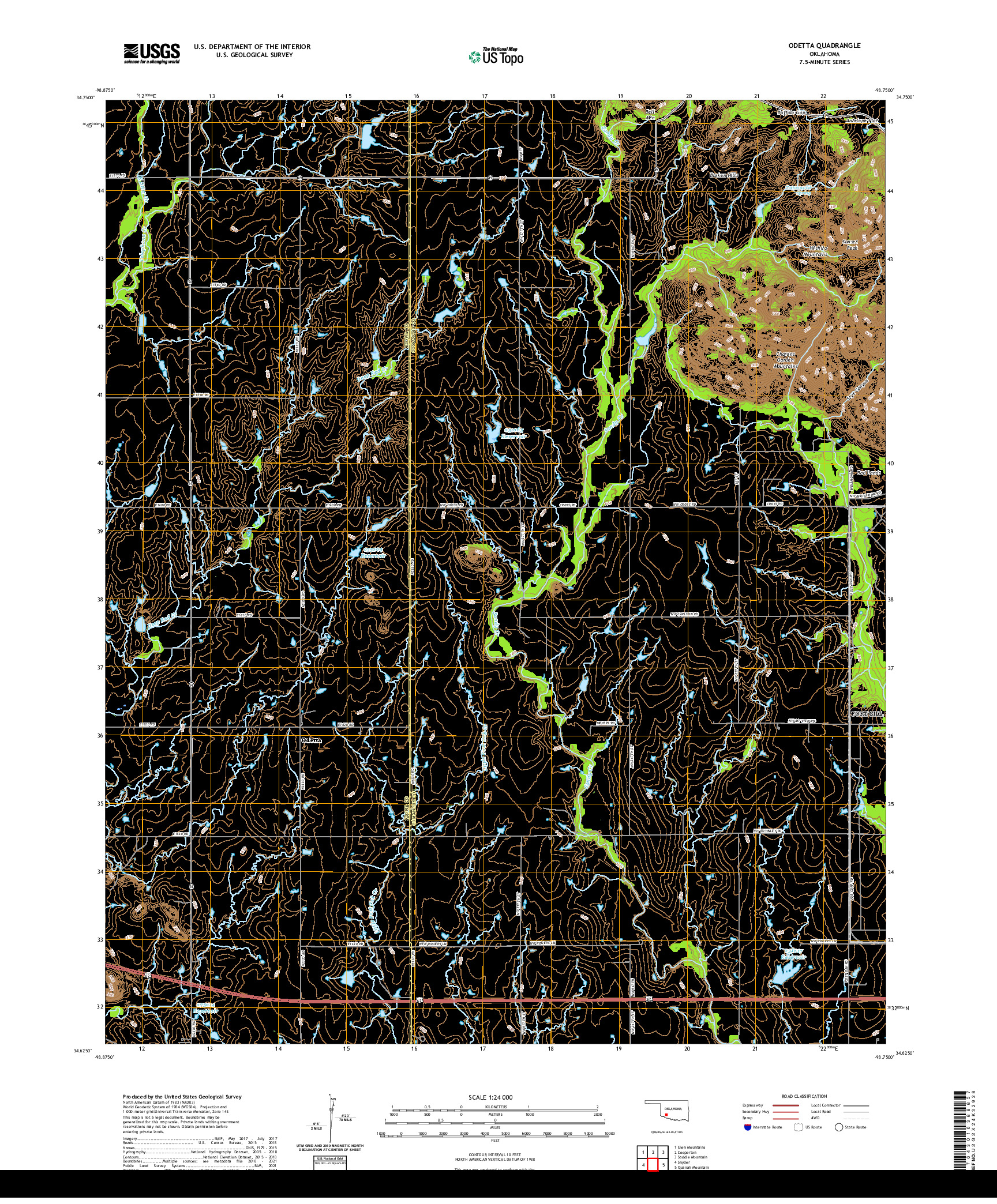 US TOPO 7.5-MINUTE MAP FOR ODETTA, OK