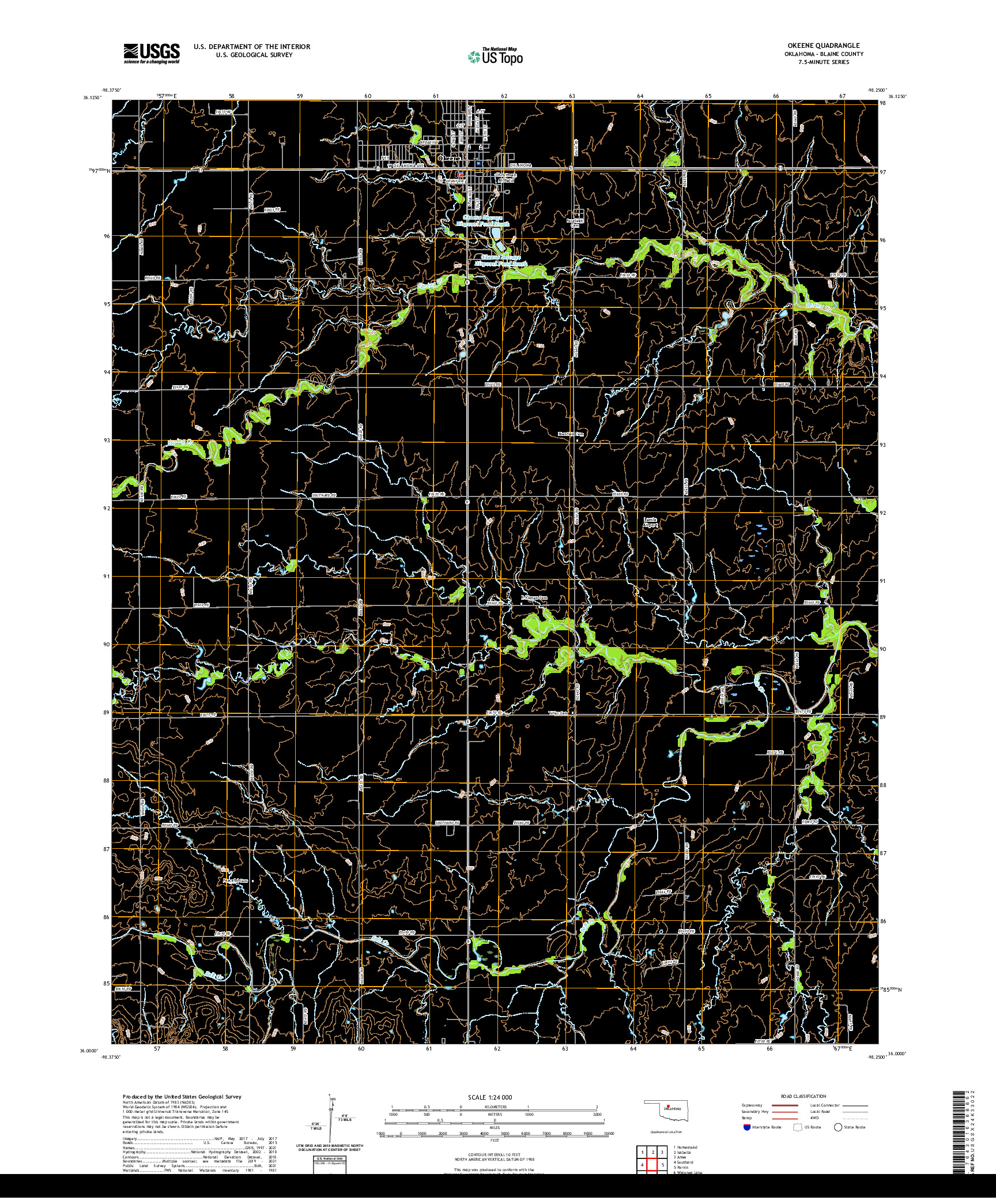 US TOPO 7.5-MINUTE MAP FOR OKEENE, OK