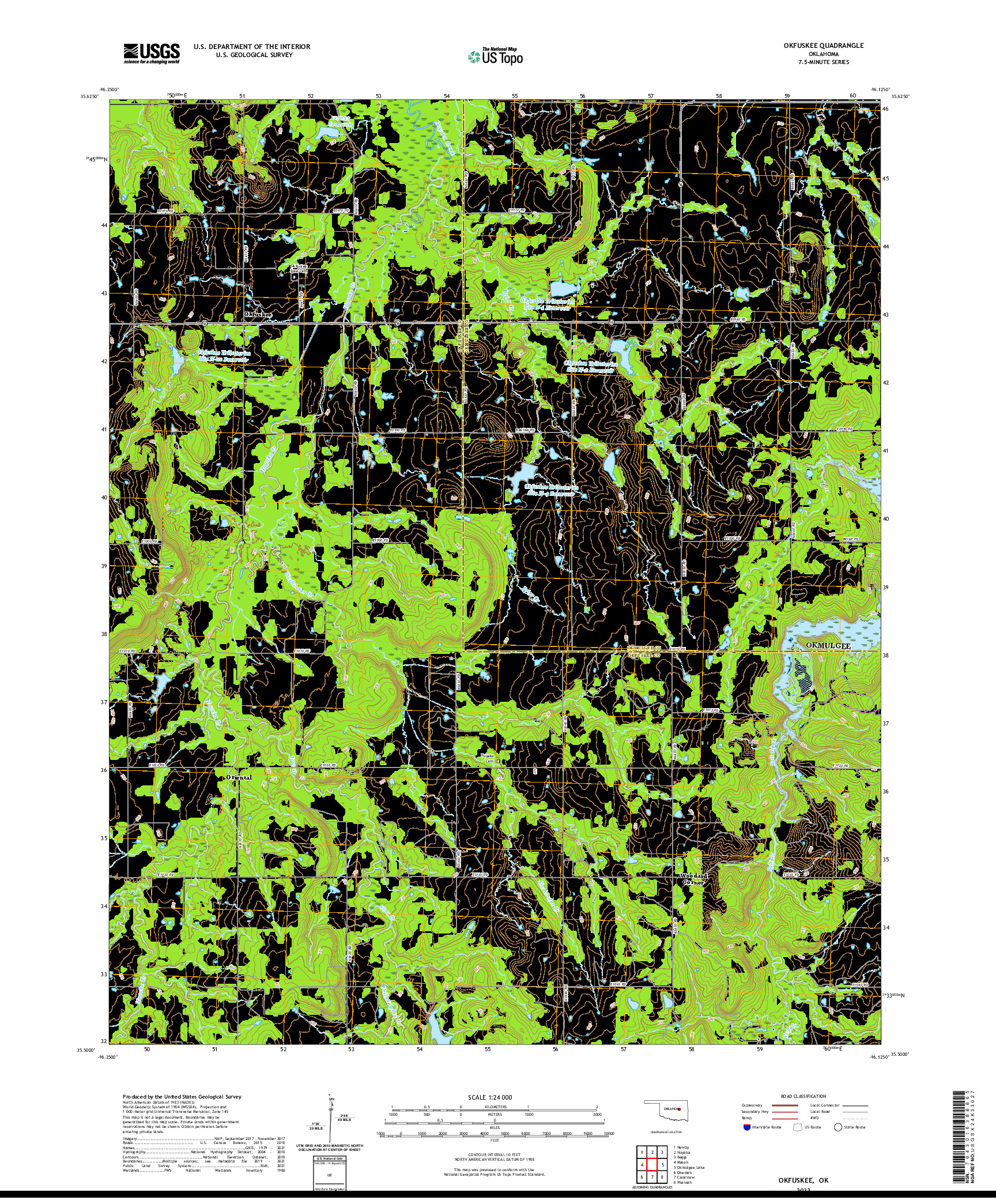 US TOPO 7.5-MINUTE MAP FOR OKFUSKEE, OK