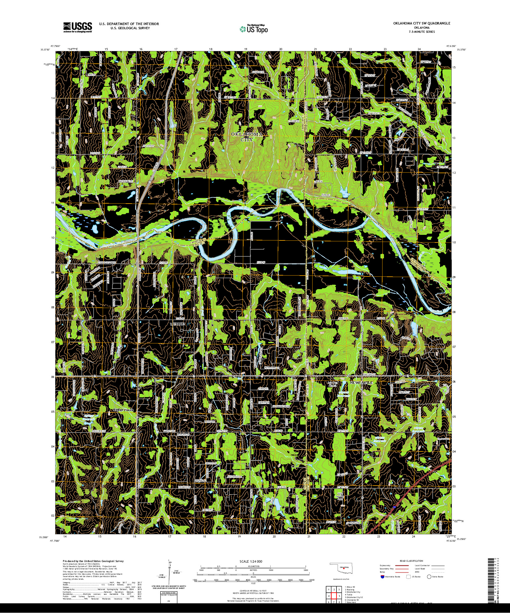 US TOPO 7.5-MINUTE MAP FOR OKLAHOMA CITY SW, OK