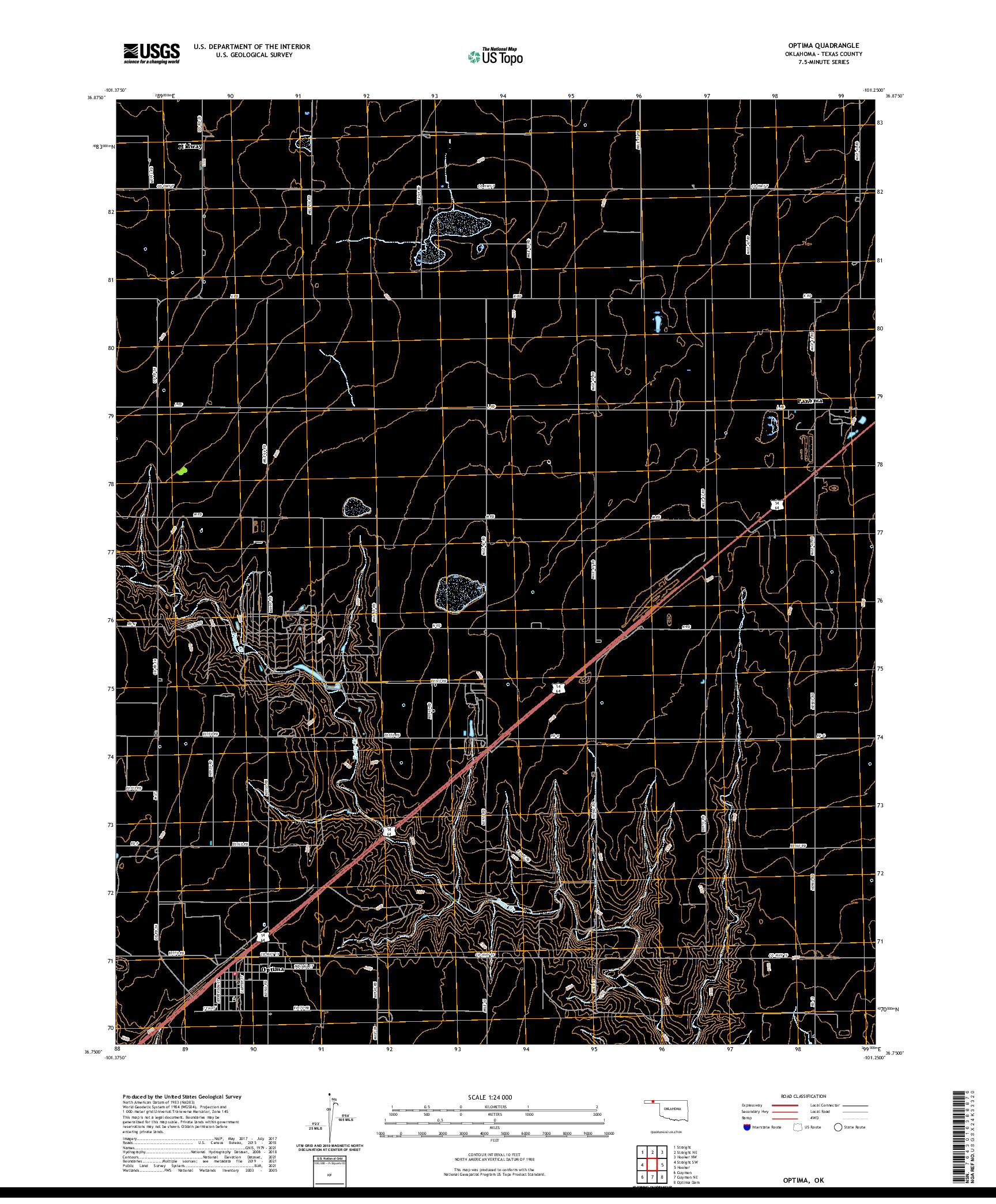 US TOPO 7.5-MINUTE MAP FOR OPTIMA, OK