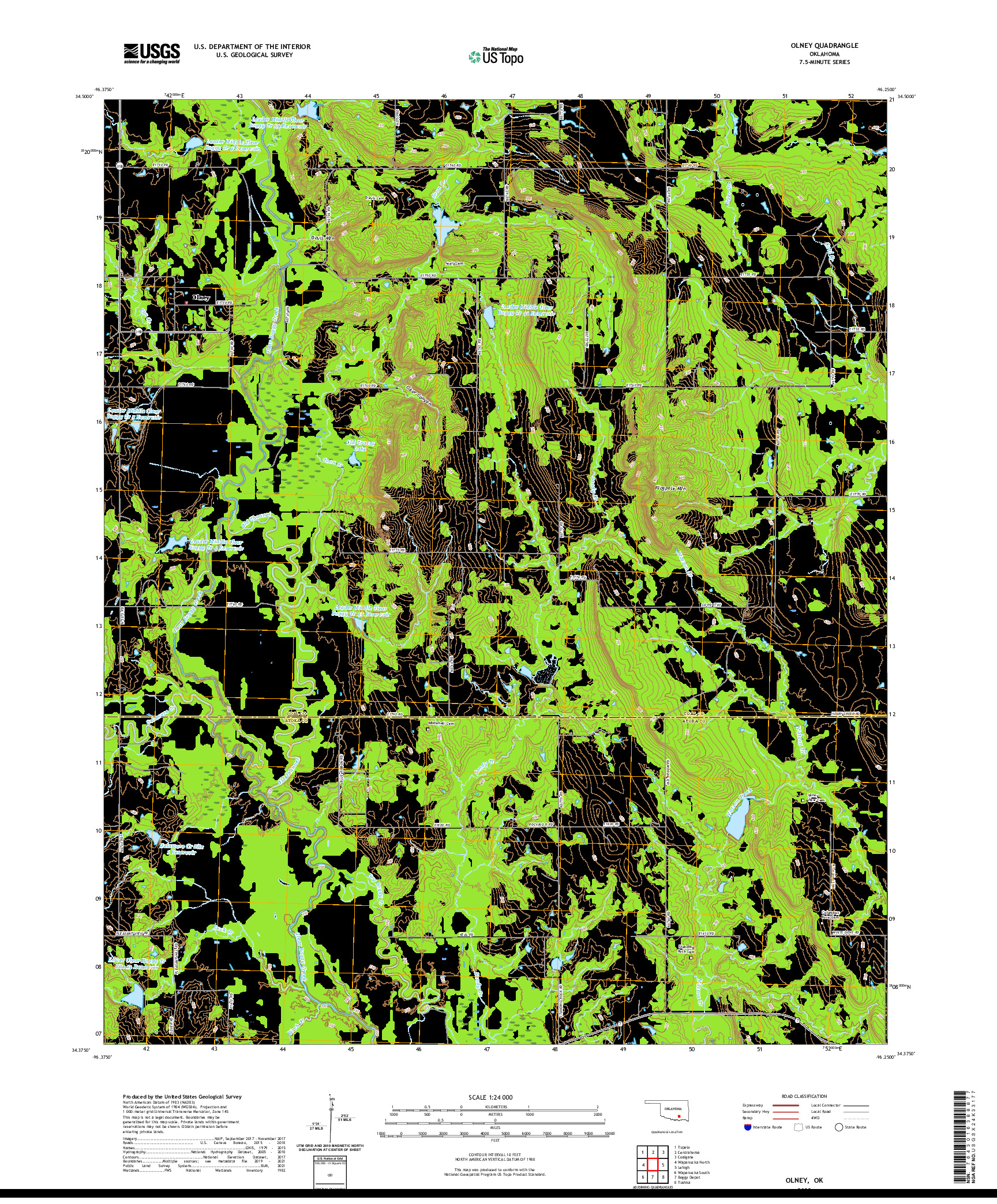 US TOPO 7.5-MINUTE MAP FOR OLNEY, OK