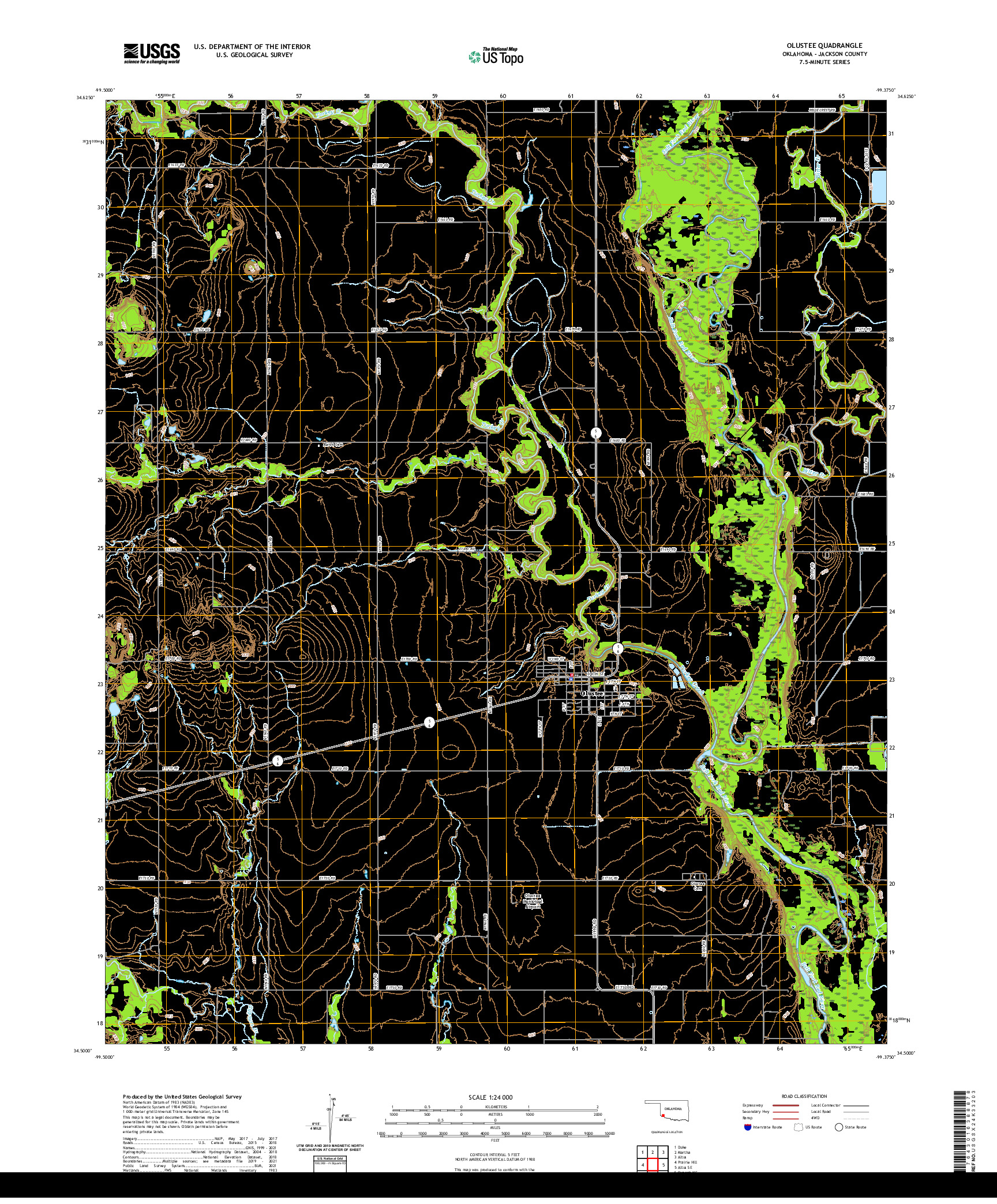 US TOPO 7.5-MINUTE MAP FOR OLUSTEE, OK