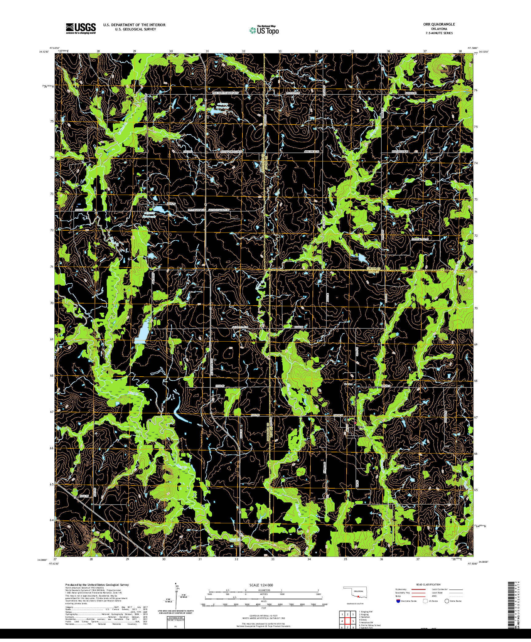 US TOPO 7.5-MINUTE MAP FOR ORR, OK