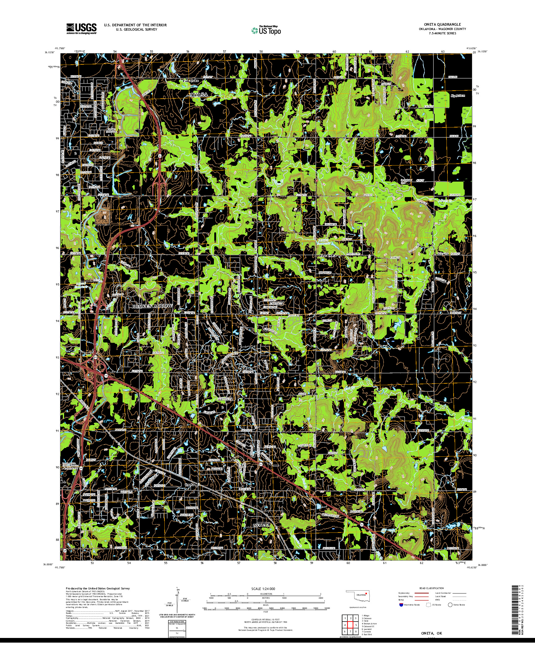 US TOPO 7.5-MINUTE MAP FOR ONETA, OK