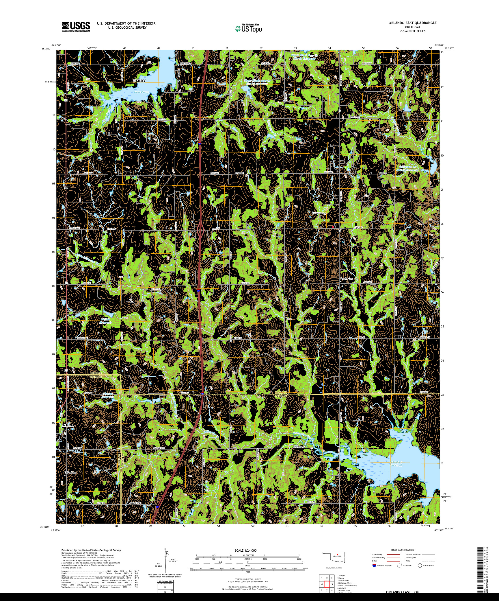 US TOPO 7.5-MINUTE MAP FOR ORLANDO EAST, OK