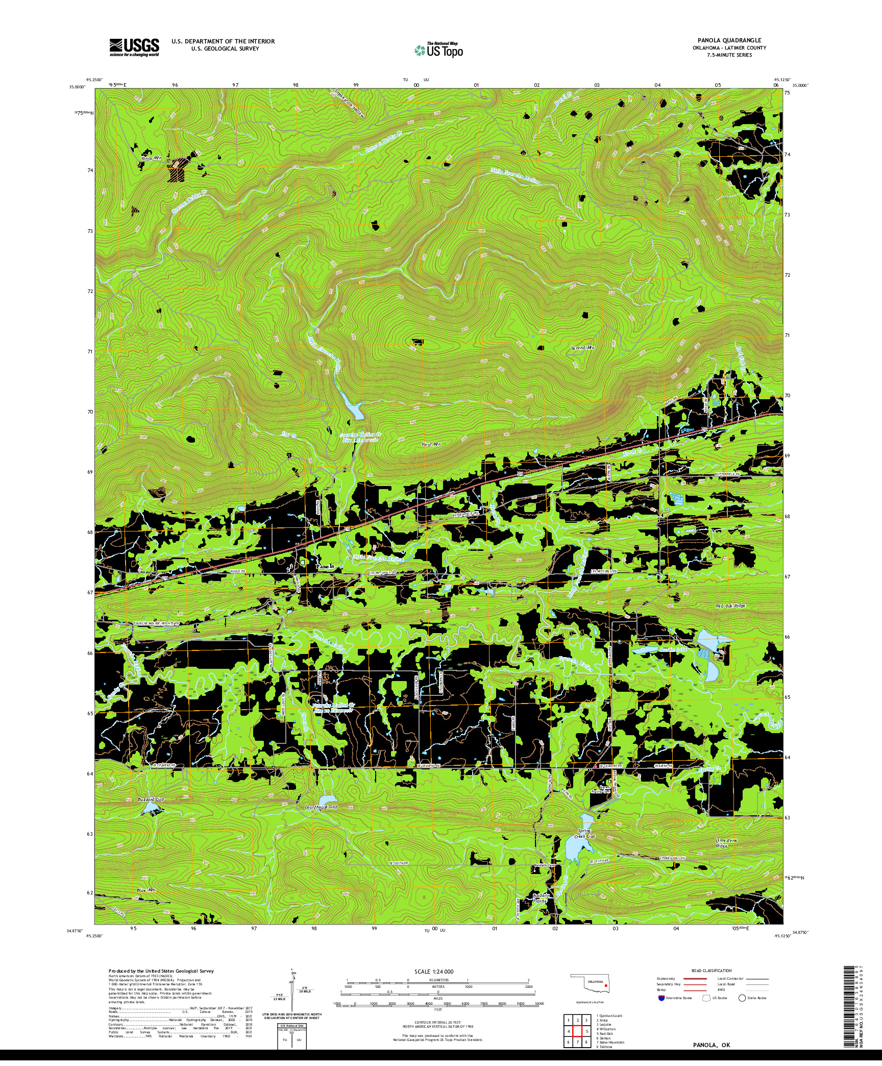 US TOPO 7.5-MINUTE MAP FOR PANOLA, OK