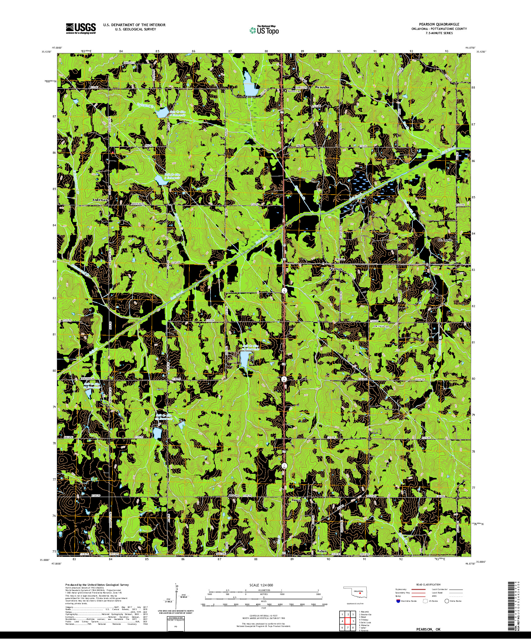 US TOPO 7.5-MINUTE MAP FOR PEARSON, OK