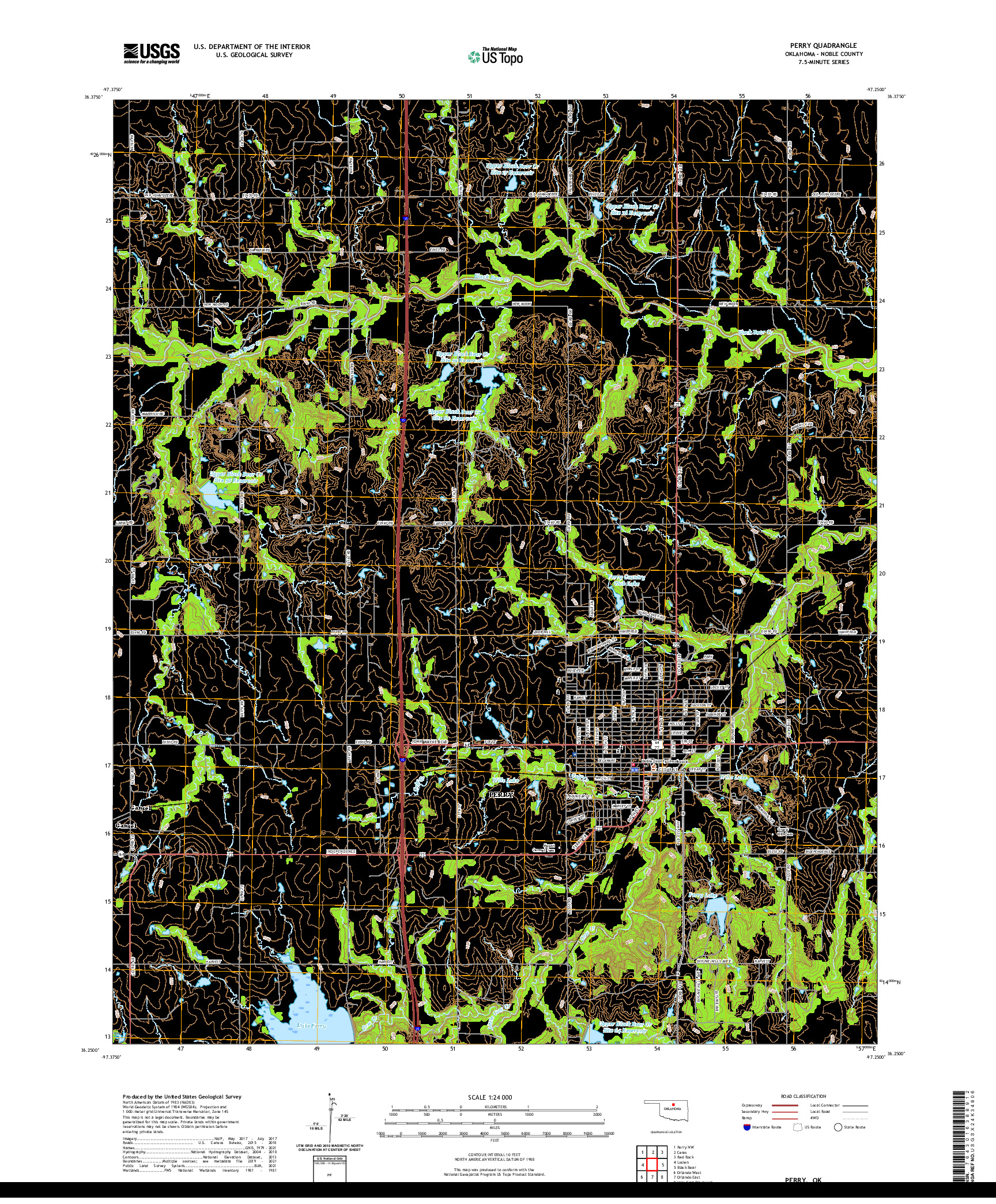 US TOPO 7.5-MINUTE MAP FOR PERRY, OK