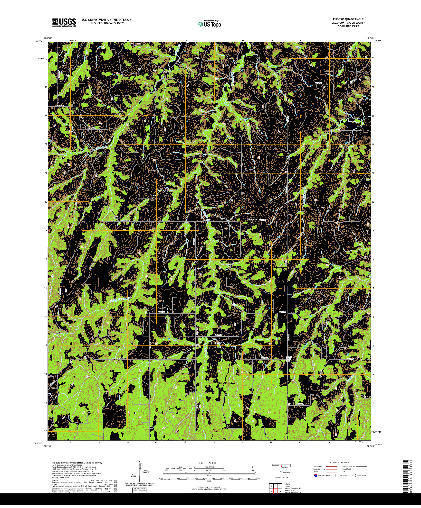 US TOPO 7.5-MINUTE MAP FOR PHROSO, OK