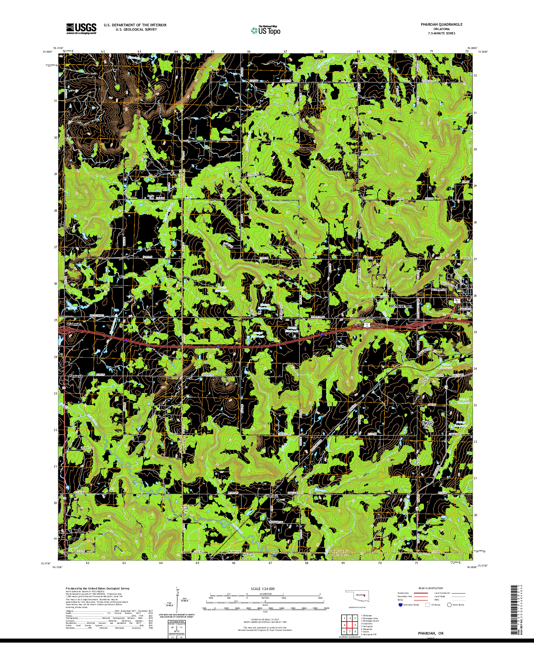 US TOPO 7.5-MINUTE MAP FOR PHAROAH, OK