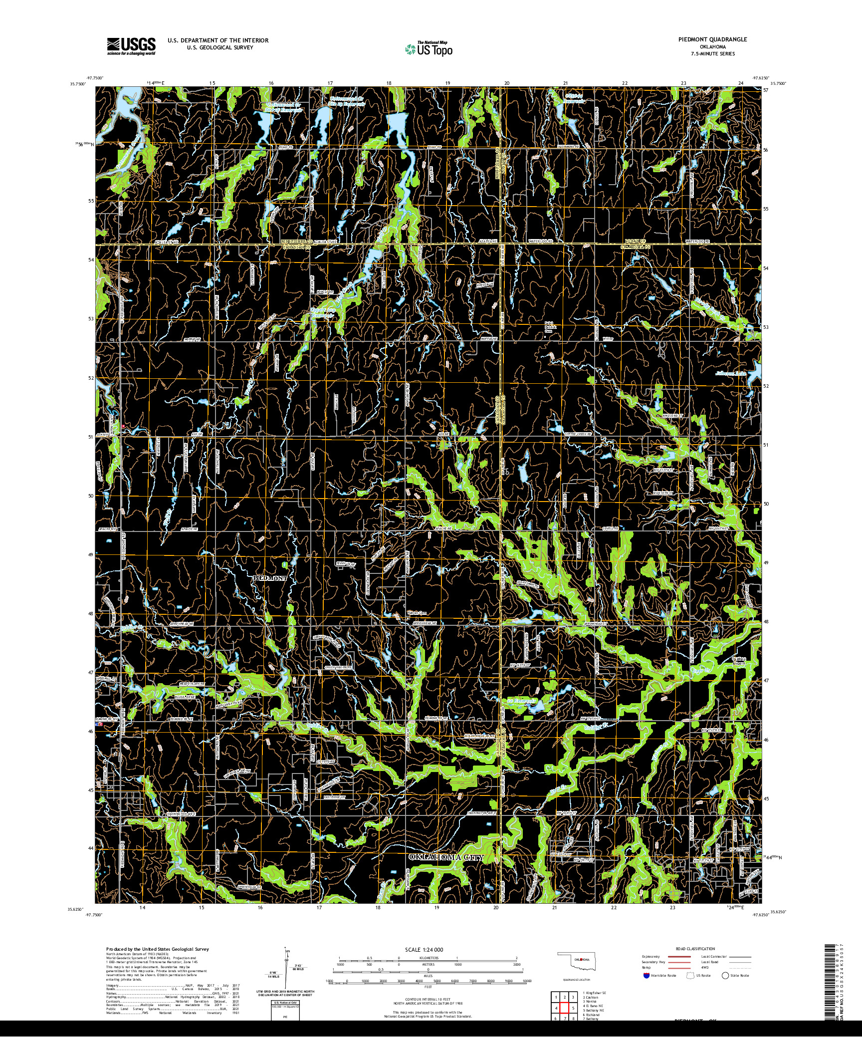 US TOPO 7.5-MINUTE MAP FOR PIEDMONT, OK