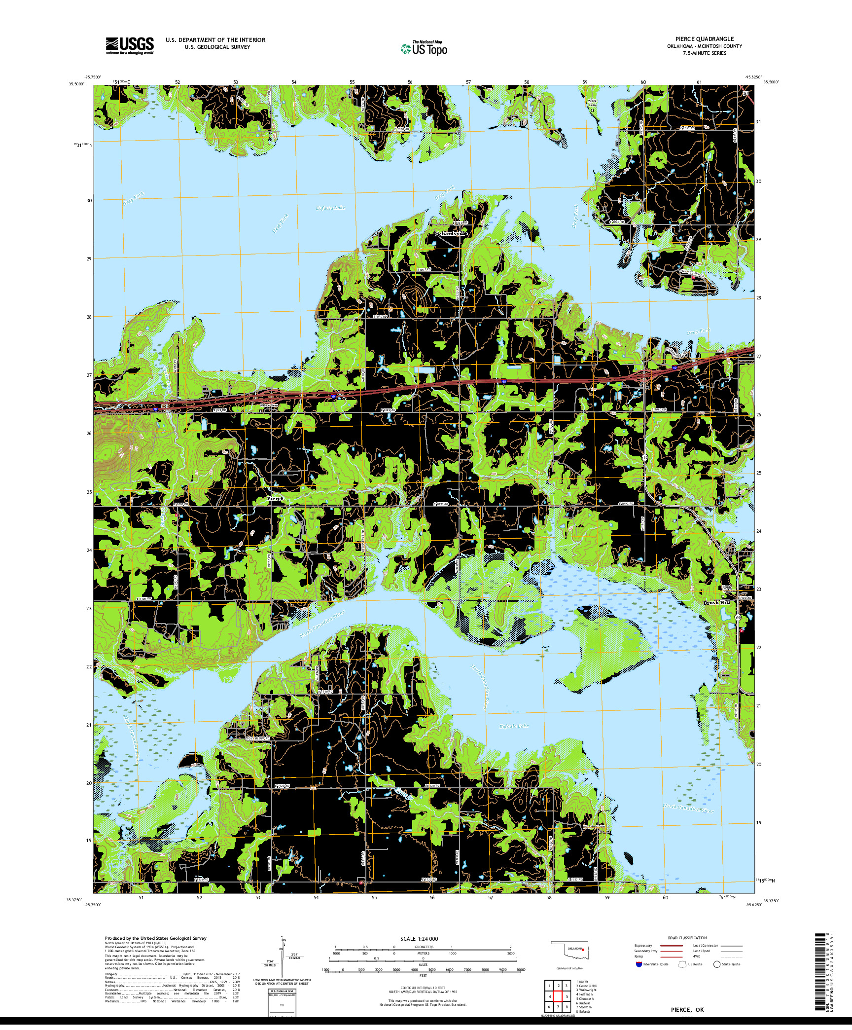 US TOPO 7.5-MINUTE MAP FOR PIERCE, OK