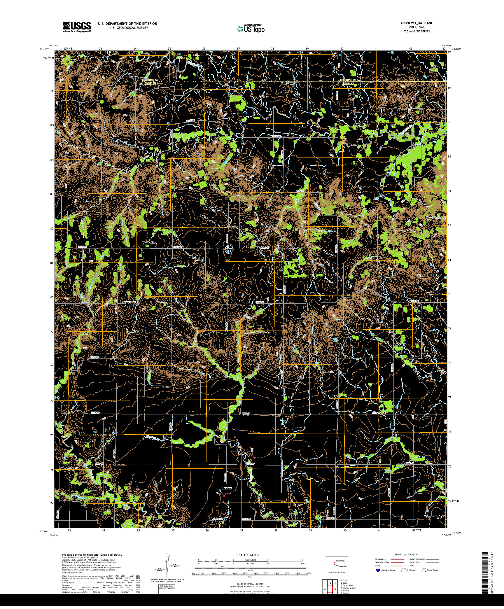US TOPO 7.5-MINUTE MAP FOR PLAINVIEW, OK