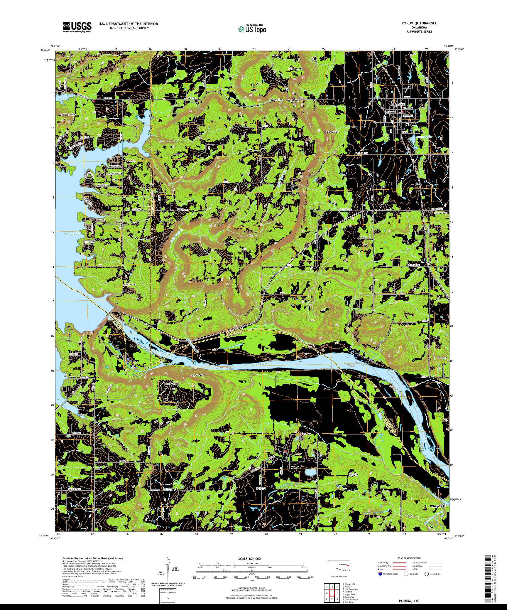 US TOPO 7.5-MINUTE MAP FOR PORUM, OK