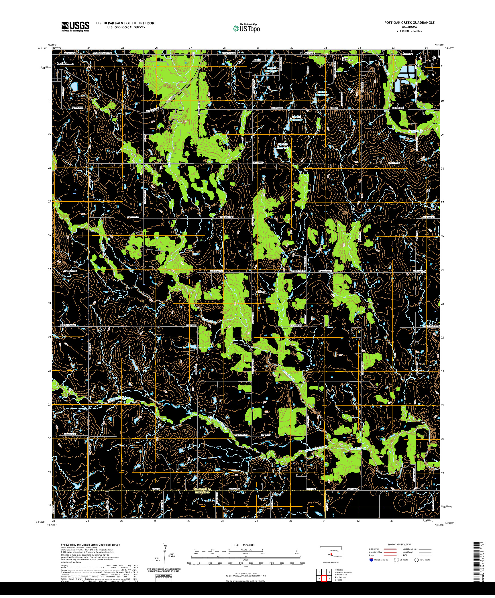 US TOPO 7.5-MINUTE MAP FOR POST OAK CREEK, OK