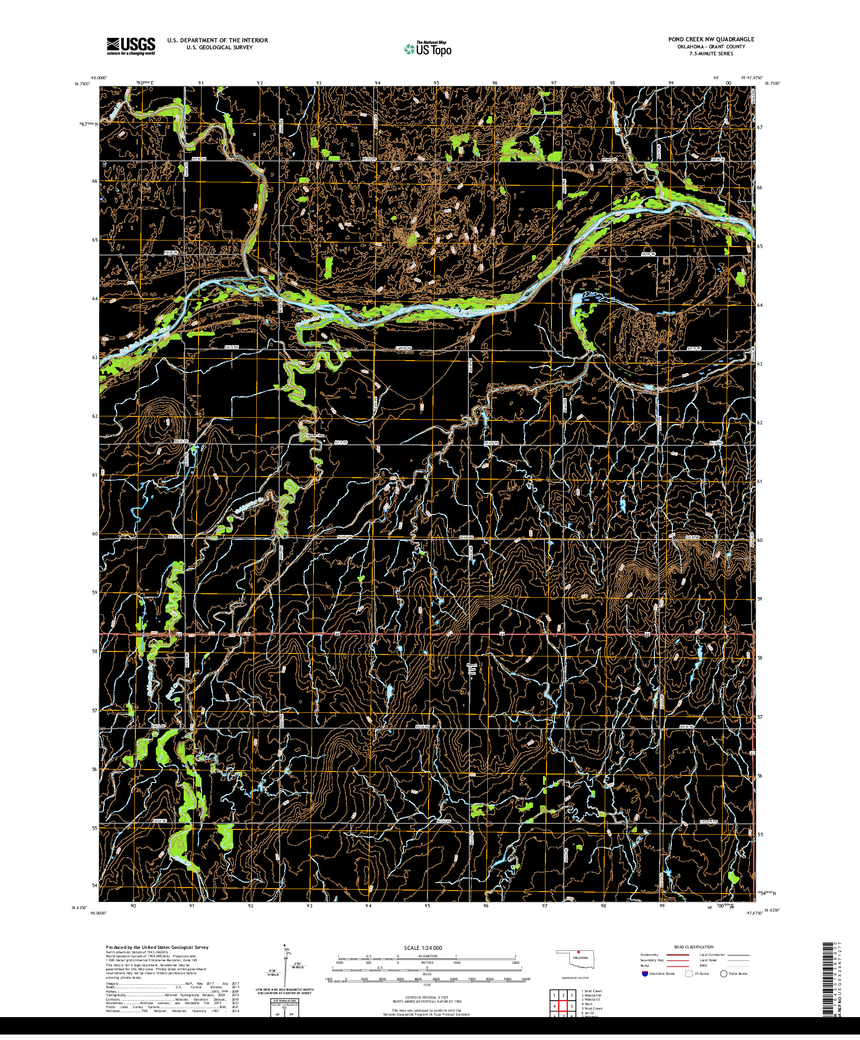 US TOPO 7.5-MINUTE MAP FOR POND CREEK NW, OK