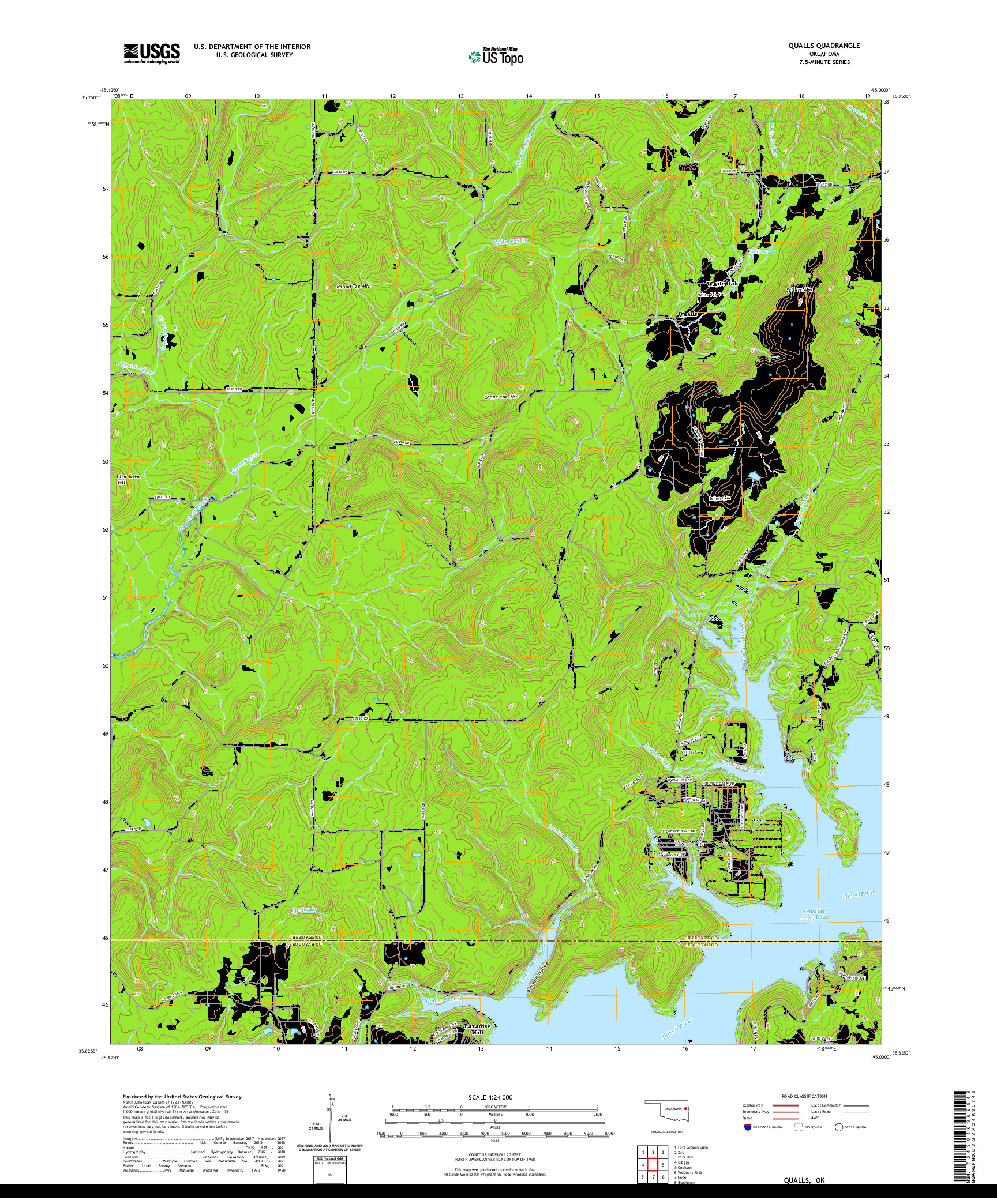 US TOPO 7.5-MINUTE MAP FOR QUALLS, OK