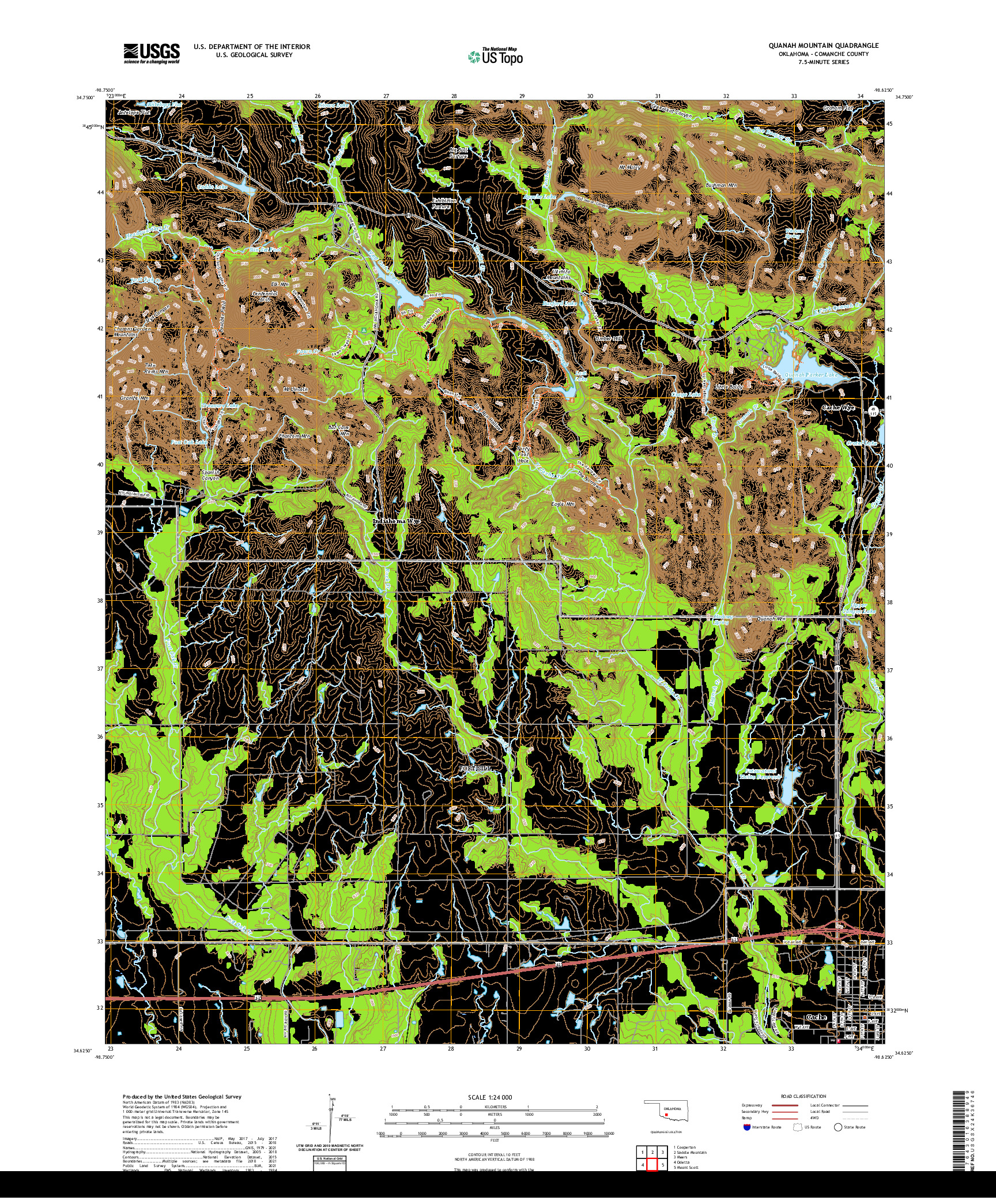 US TOPO 7.5-MINUTE MAP FOR QUANAH MOUNTAIN, OK