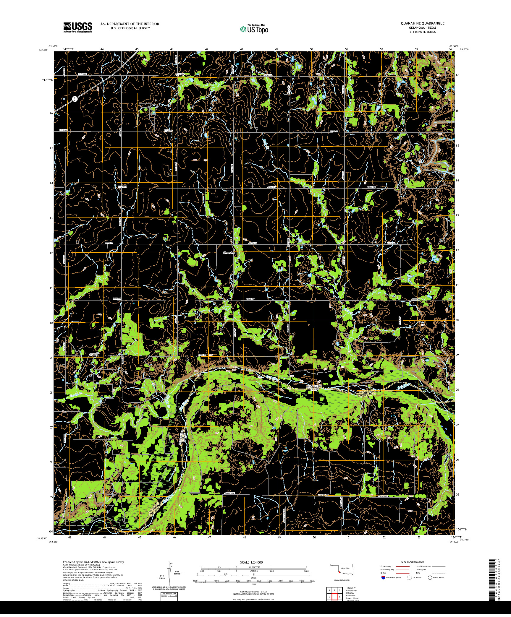 US TOPO 7.5-MINUTE MAP FOR QUANAH NE, OK,TX