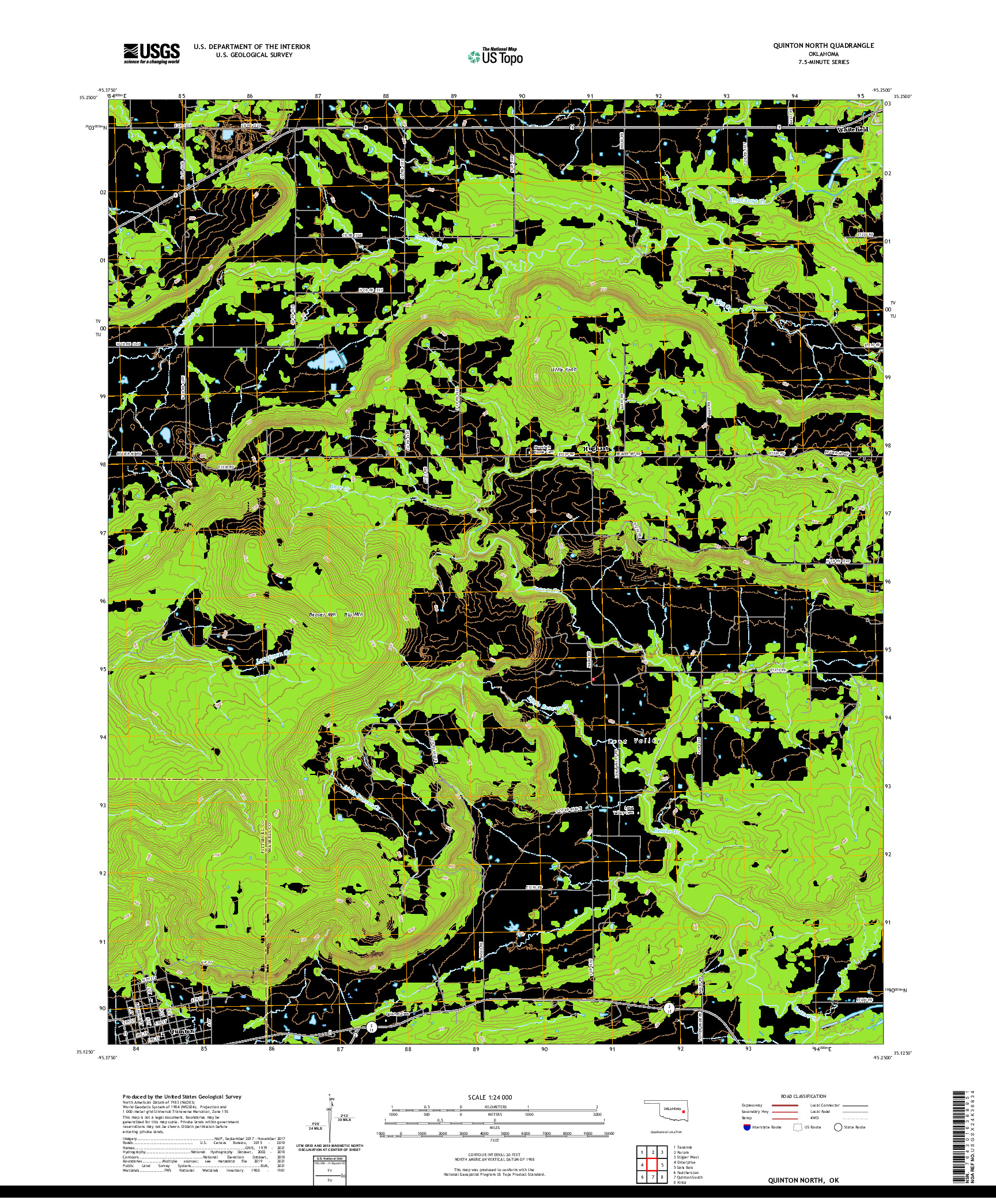 US TOPO 7.5-MINUTE MAP FOR QUINTON NORTH, OK