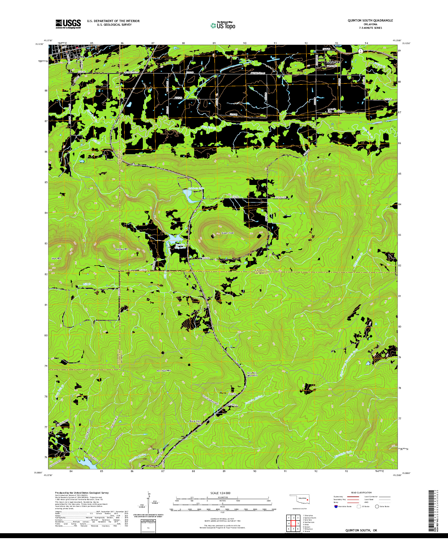 US TOPO 7.5-MINUTE MAP FOR QUINTON SOUTH, OK