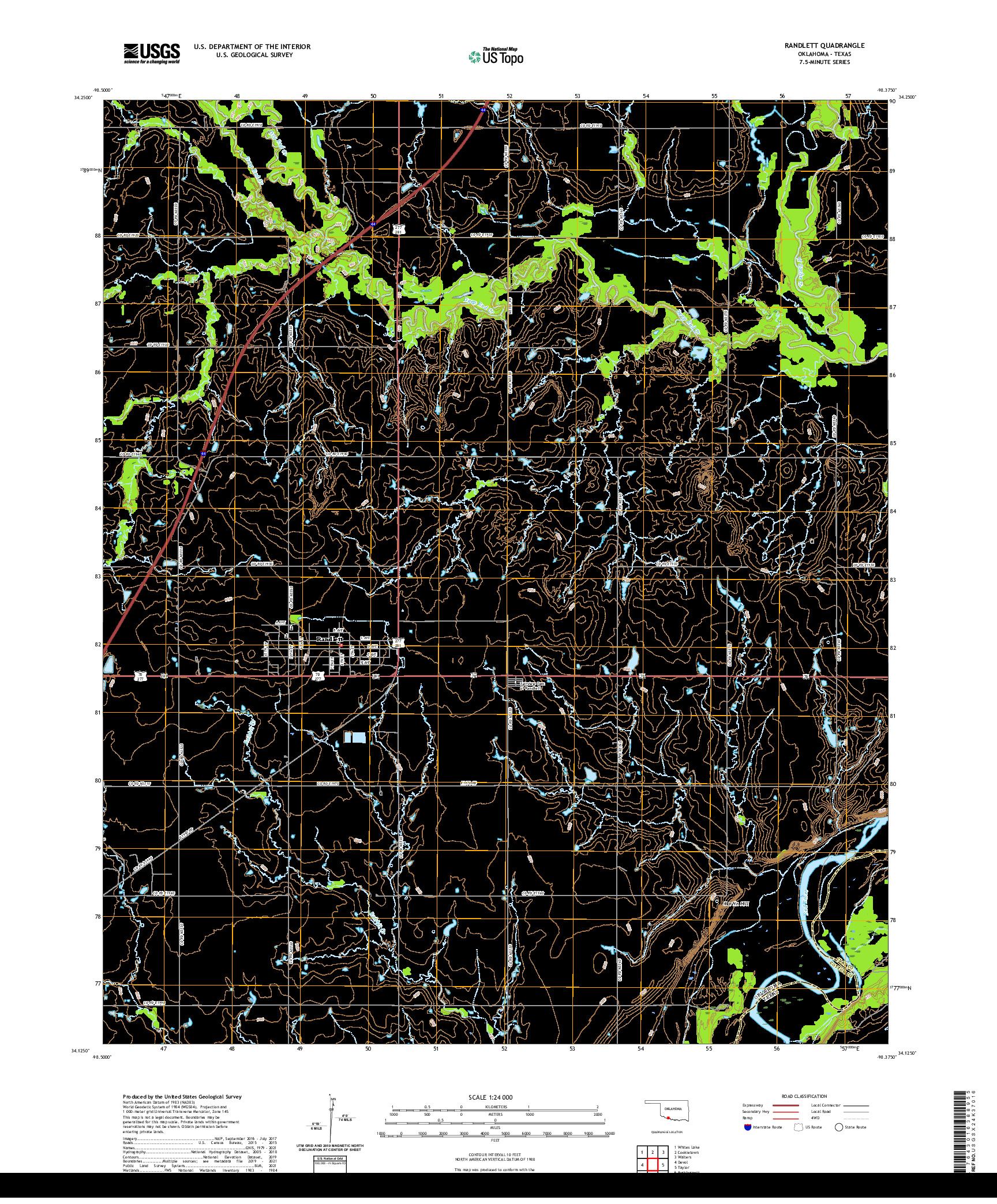 US TOPO 7.5-MINUTE MAP FOR RANDLETT, OK,TX