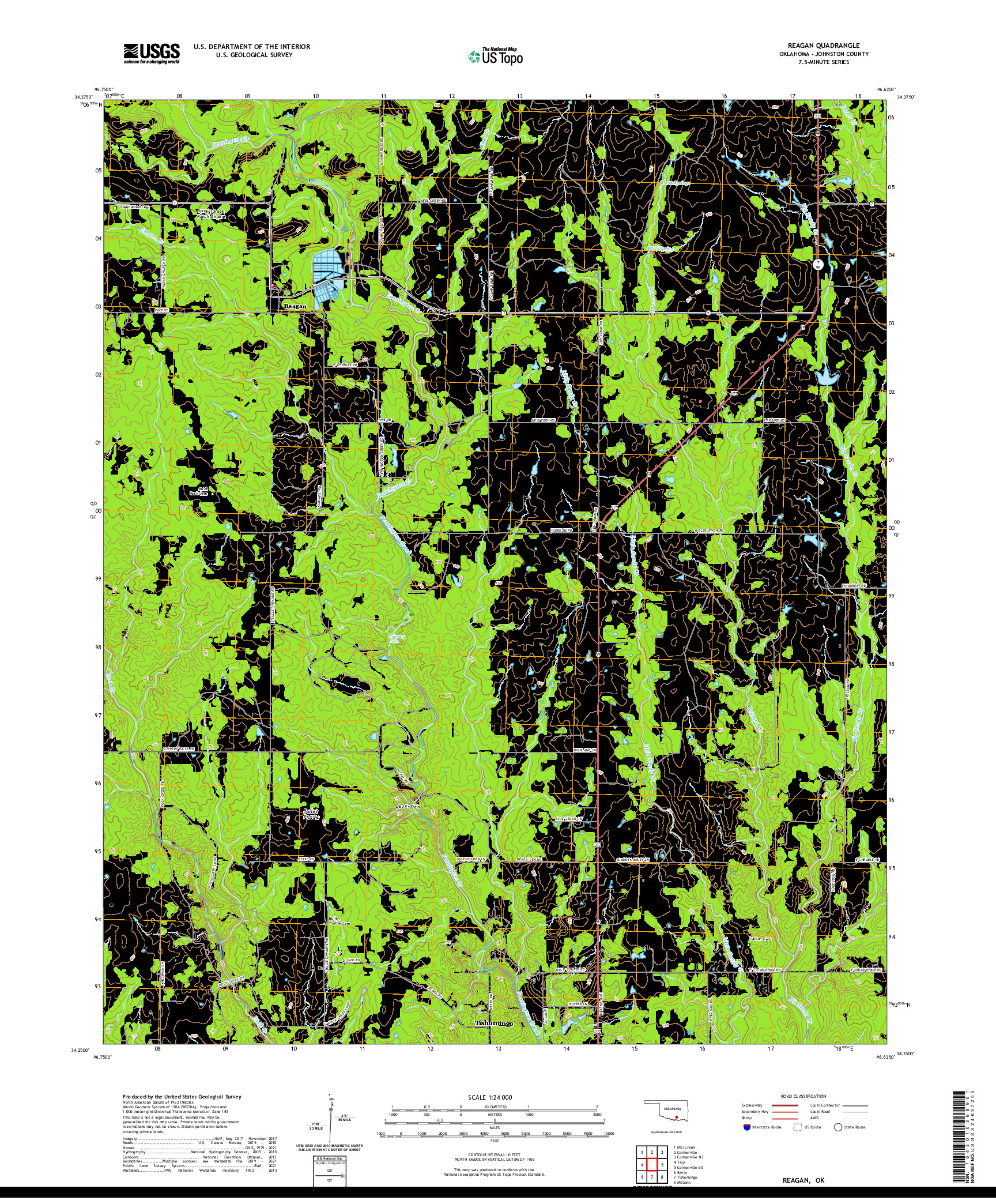 US TOPO 7.5-MINUTE MAP FOR REAGAN, OK