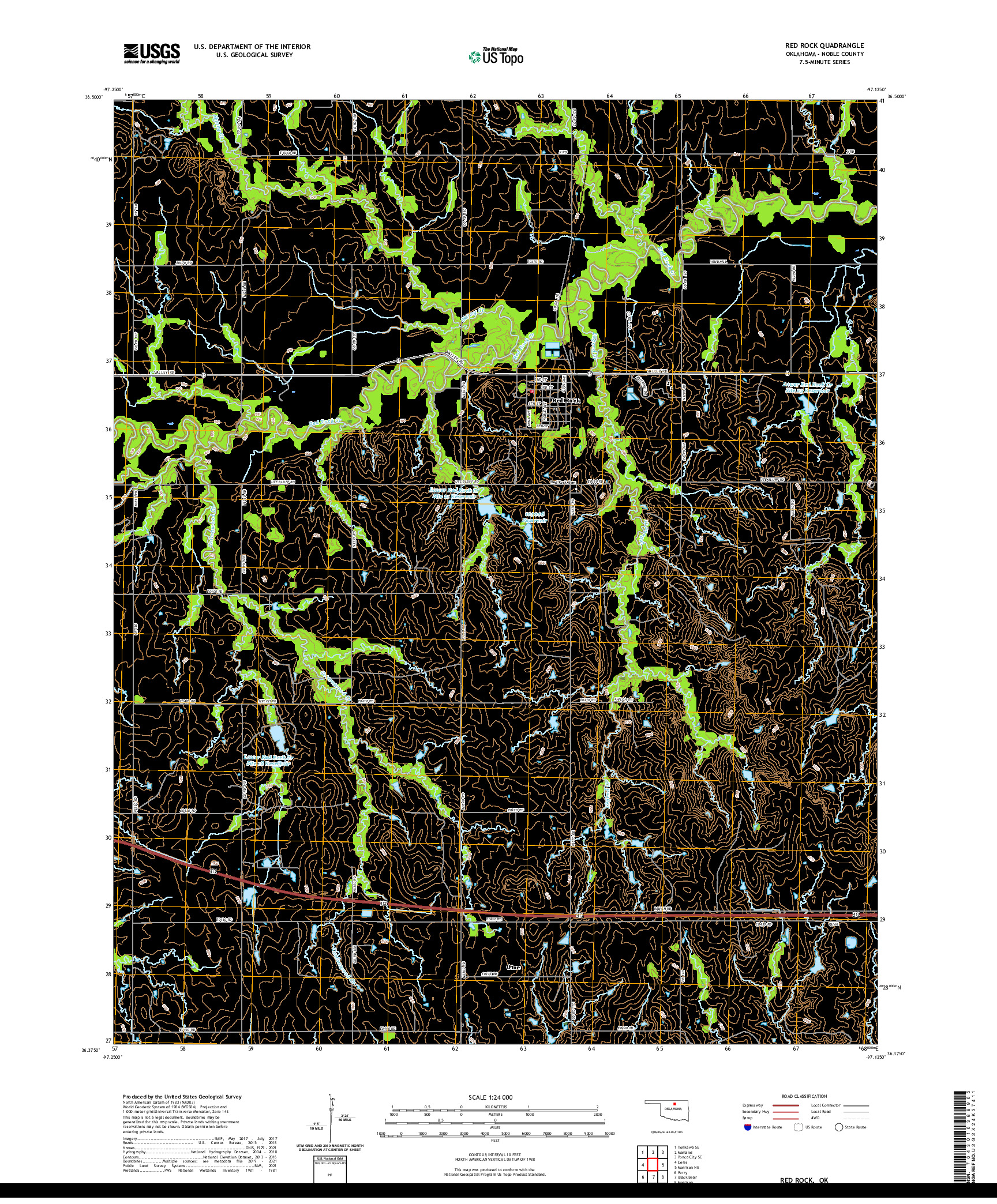 US TOPO 7.5-MINUTE MAP FOR RED ROCK, OK