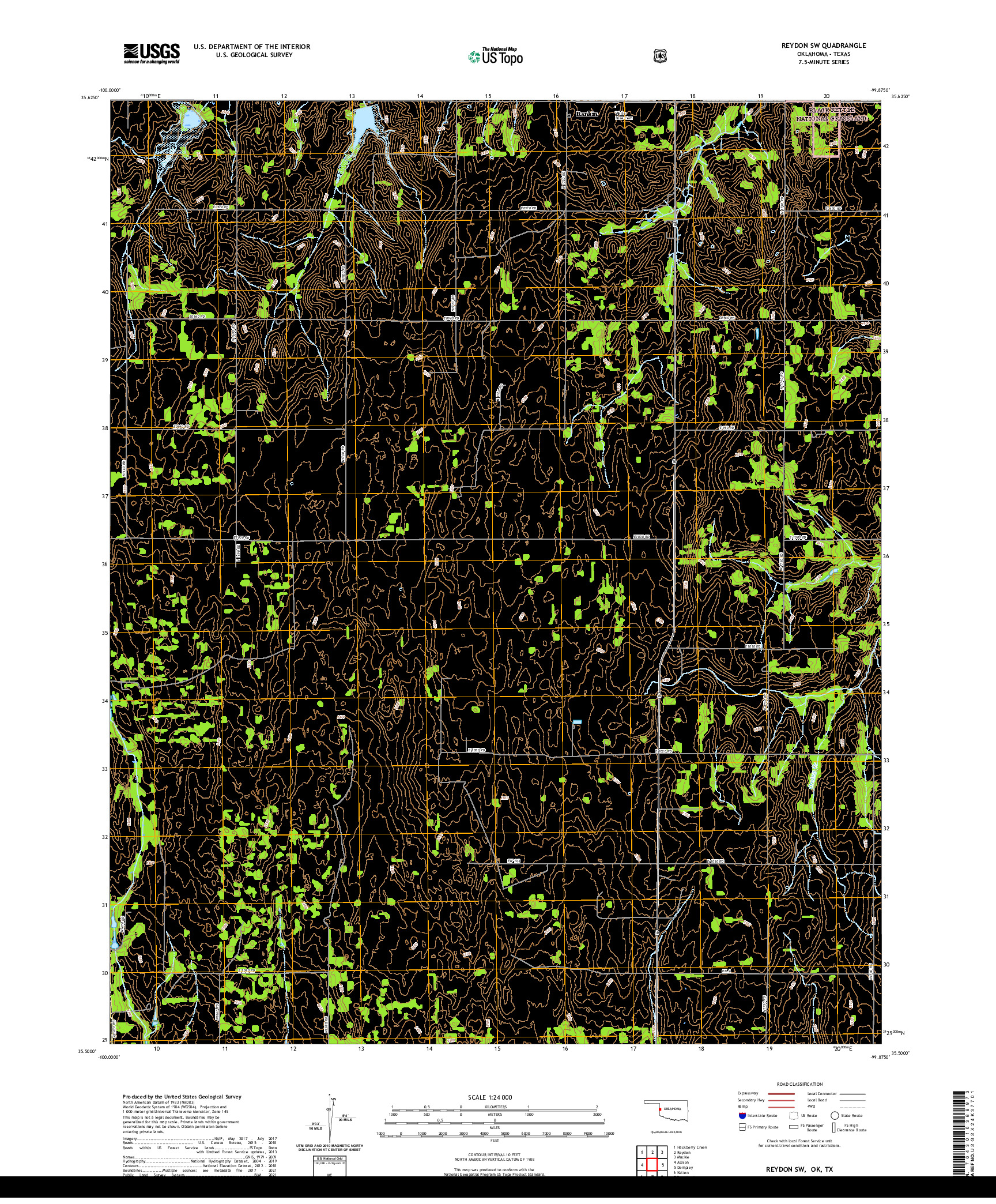 US TOPO 7.5-MINUTE MAP FOR REYDON SW, OK,TX