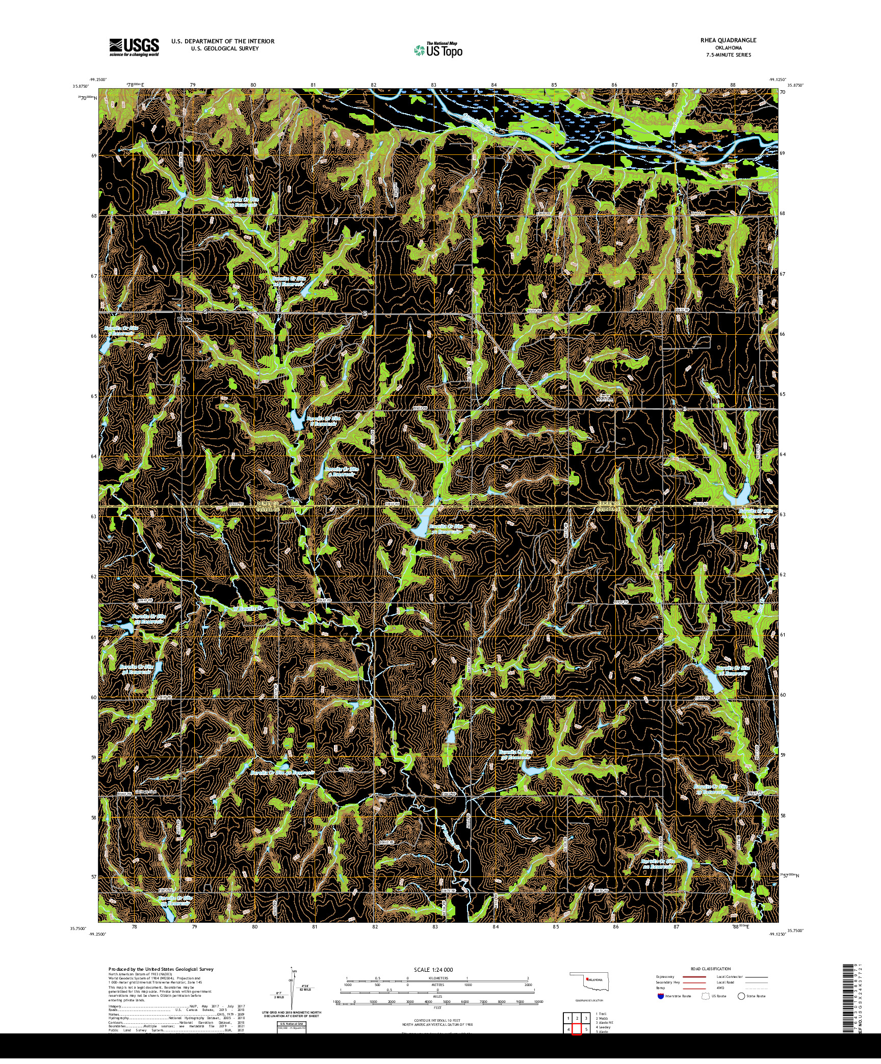 US TOPO 7.5-MINUTE MAP FOR RHEA, OK