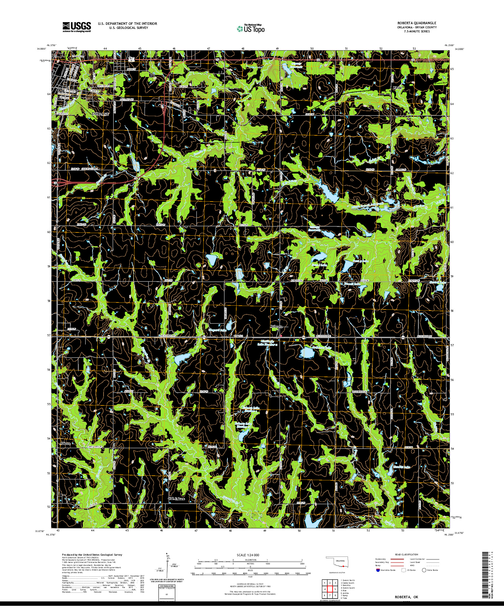 US TOPO 7.5-MINUTE MAP FOR ROBERTA, OK