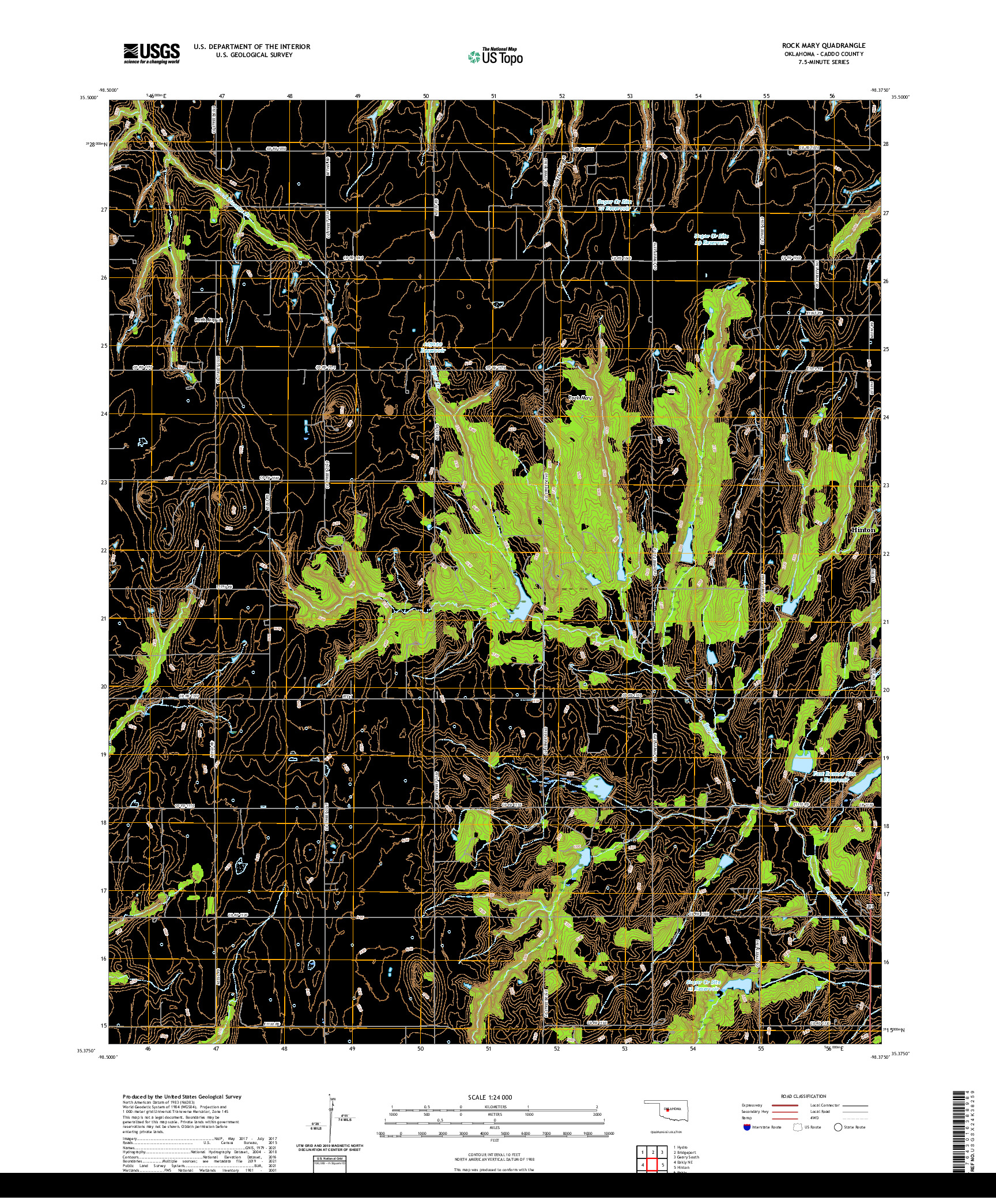 US TOPO 7.5-MINUTE MAP FOR ROCK MARY, OK